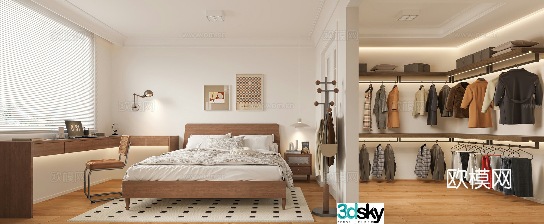 Middle style bedroom master bedroom cloakroom 3d model