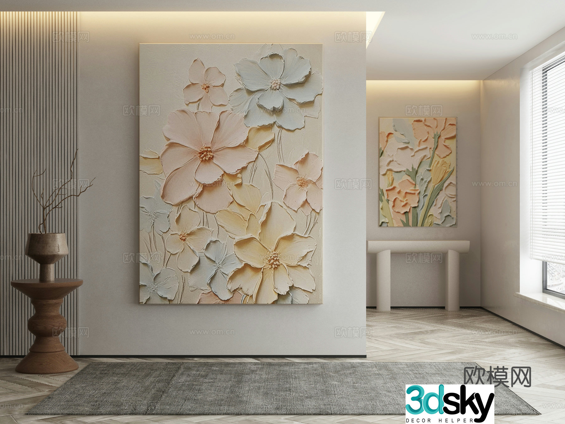 Modern texture painting decorative painting 3d model