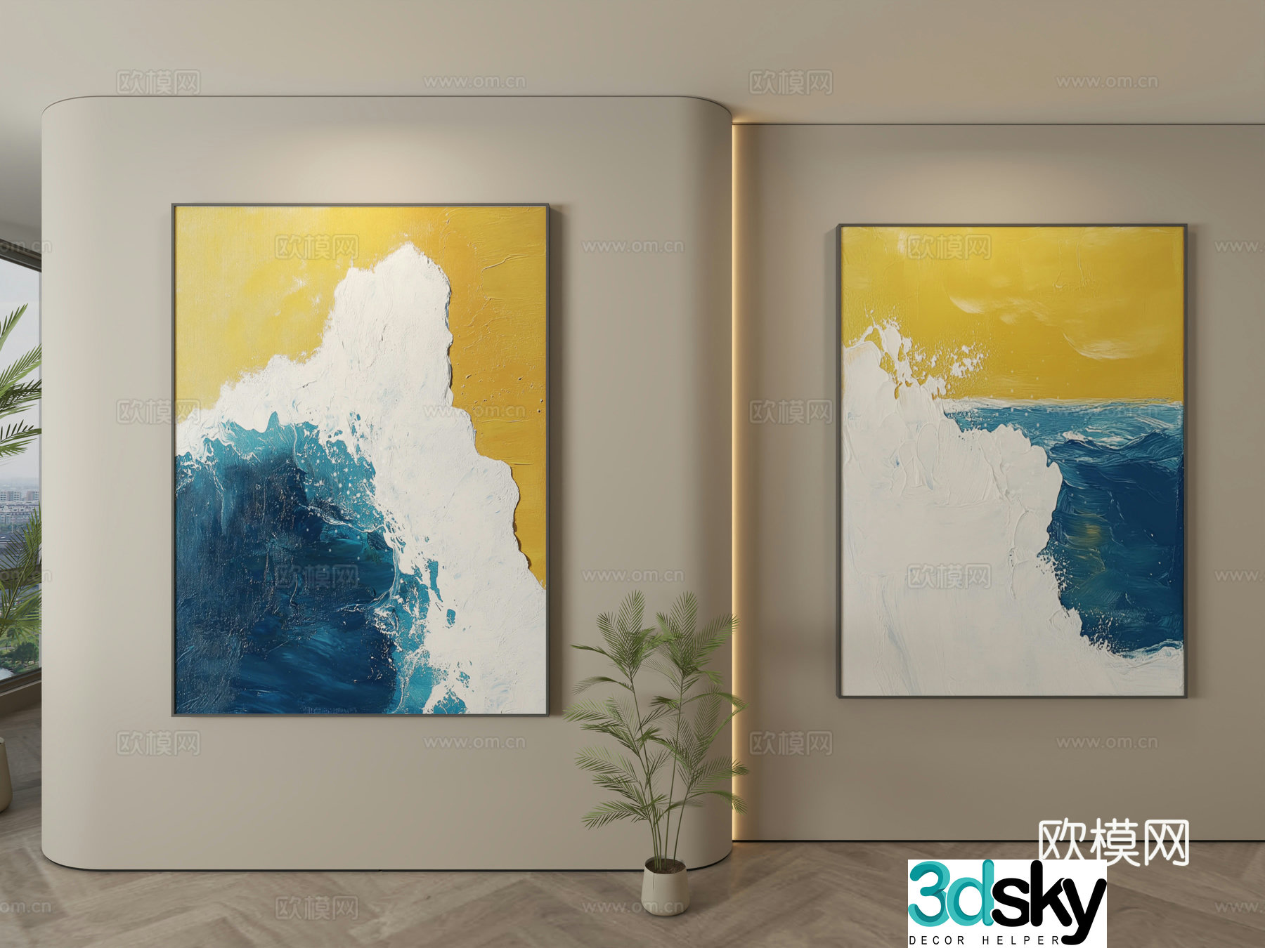 Modern texture painting decorative painting 3d model