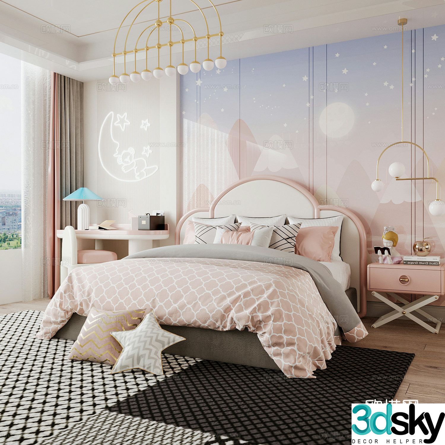 Modern children’s room girl’s room 3d model