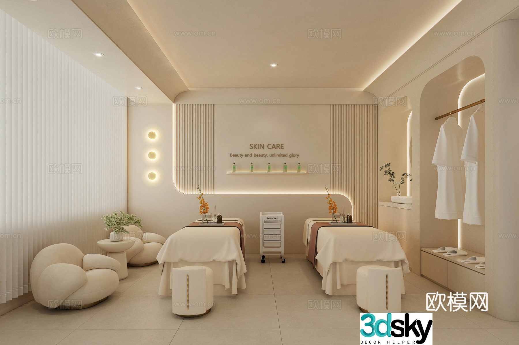 Creamy Beauty Salon Beauty Salon Private Room 3D Model