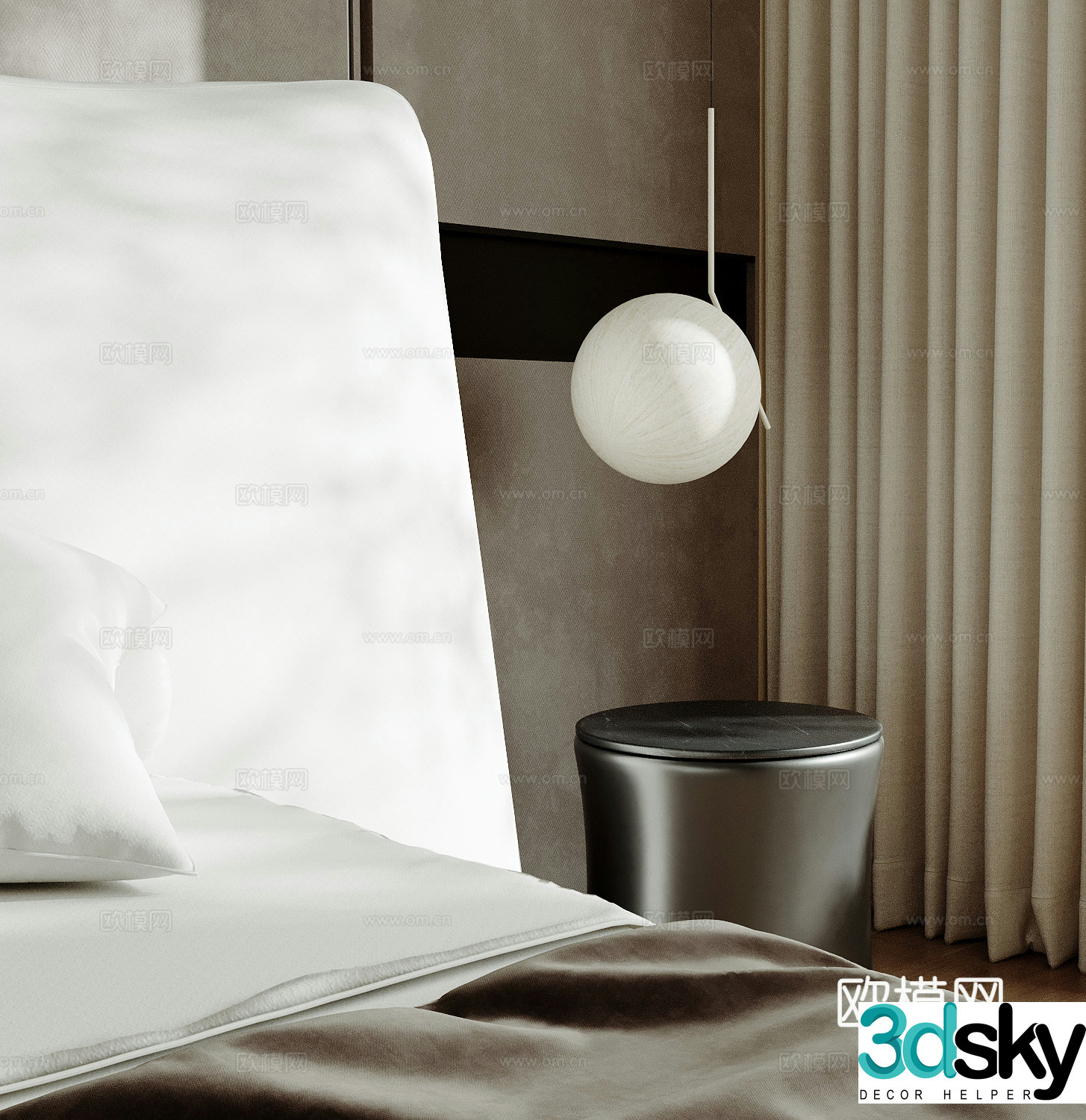 Modern bedside chandelier 3d model