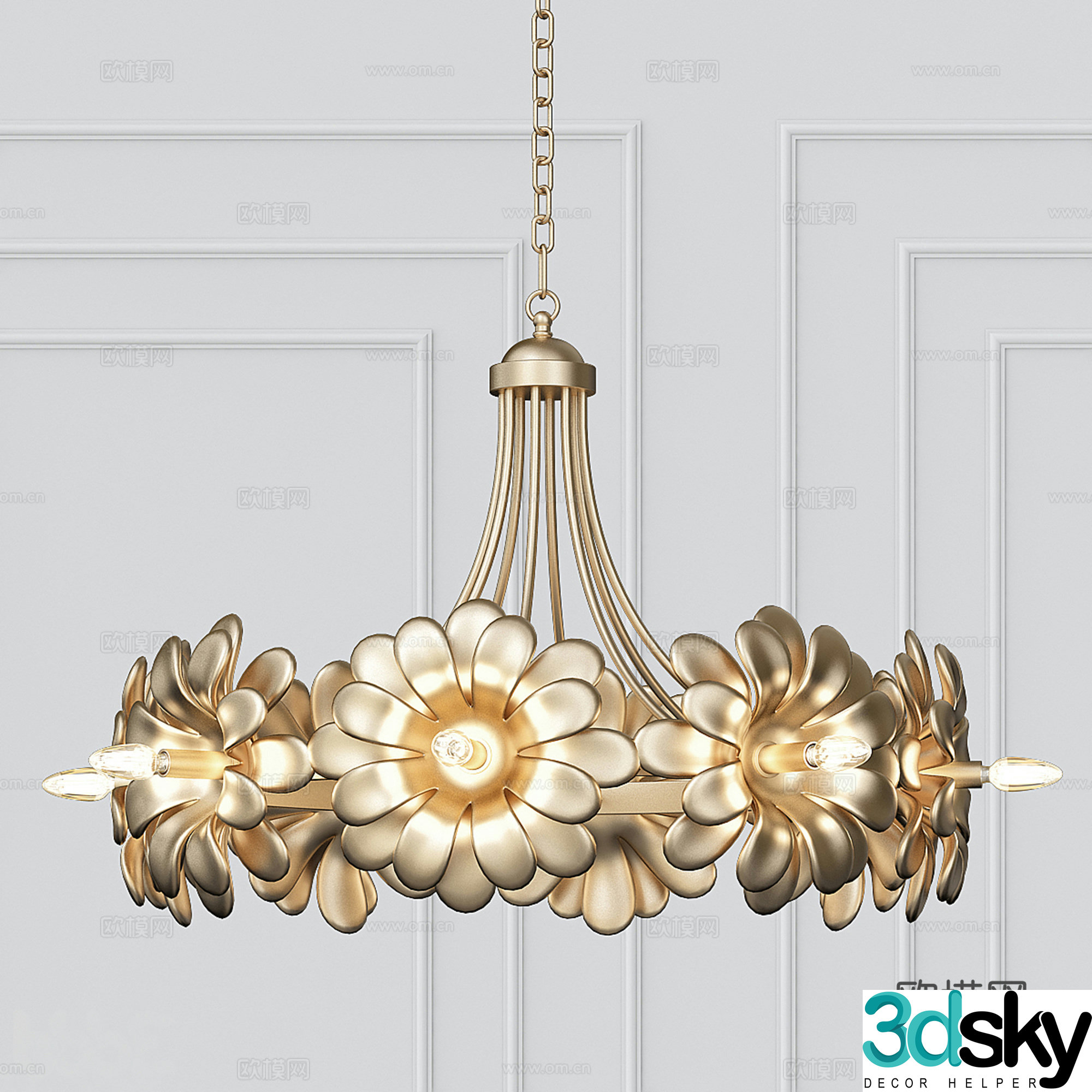 Light luxury chandeliers floral chandeliers 3d model