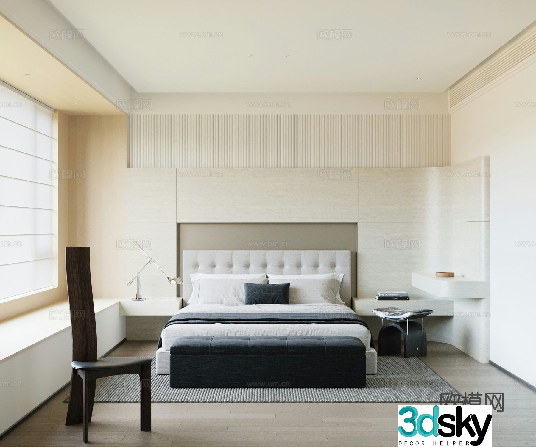 Creamy Bedroom Master Bedroom 3D Model