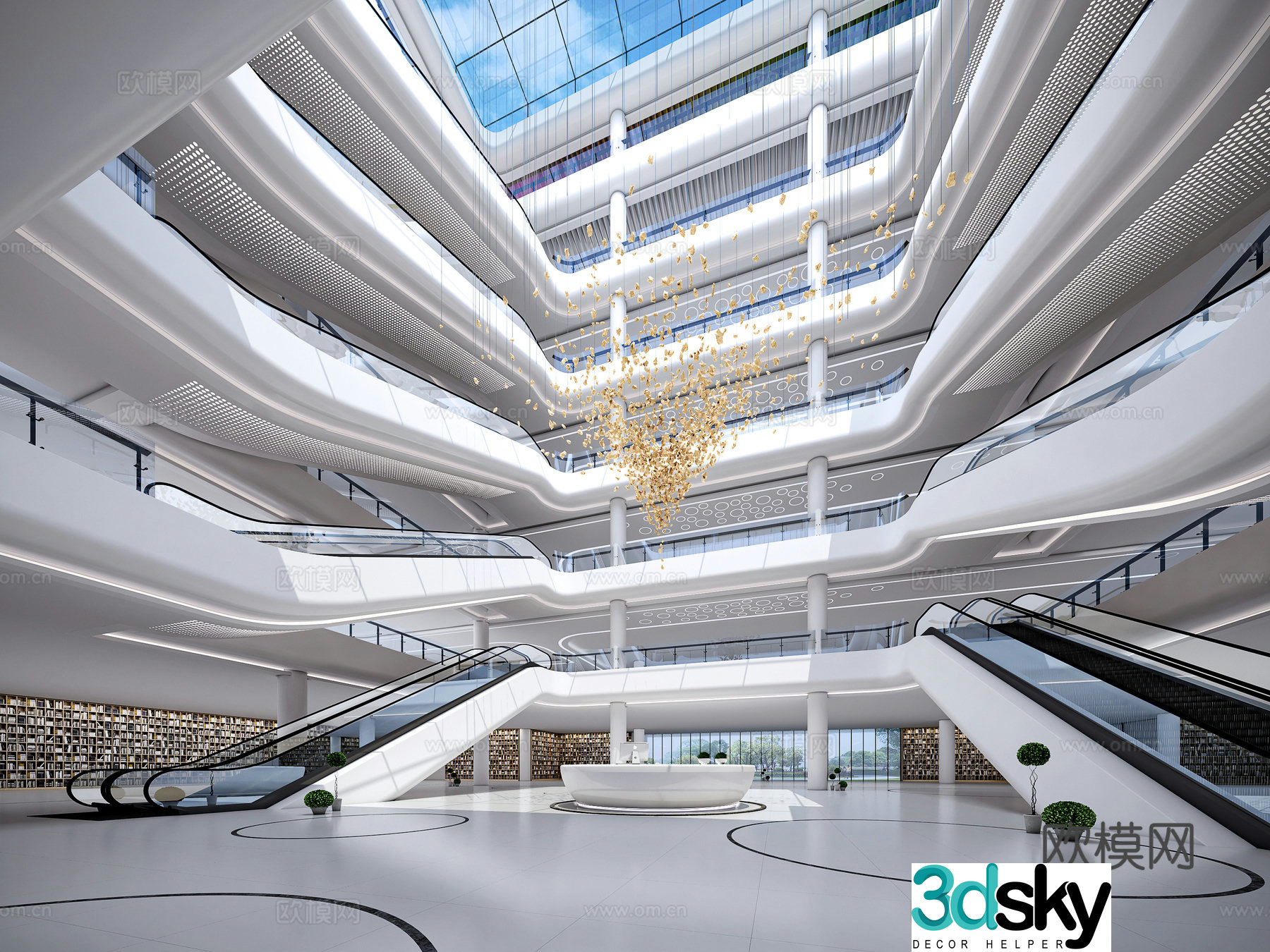 Library atrium 3d model