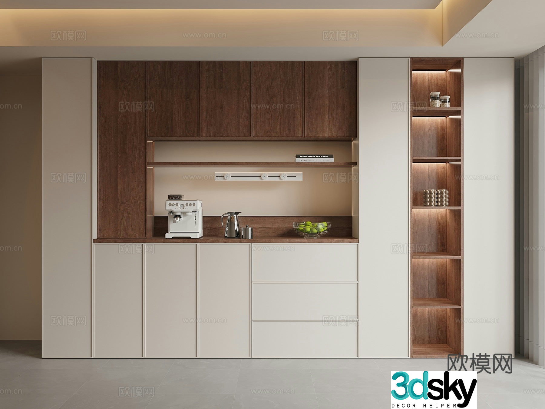 Cream style sideboard 3d model