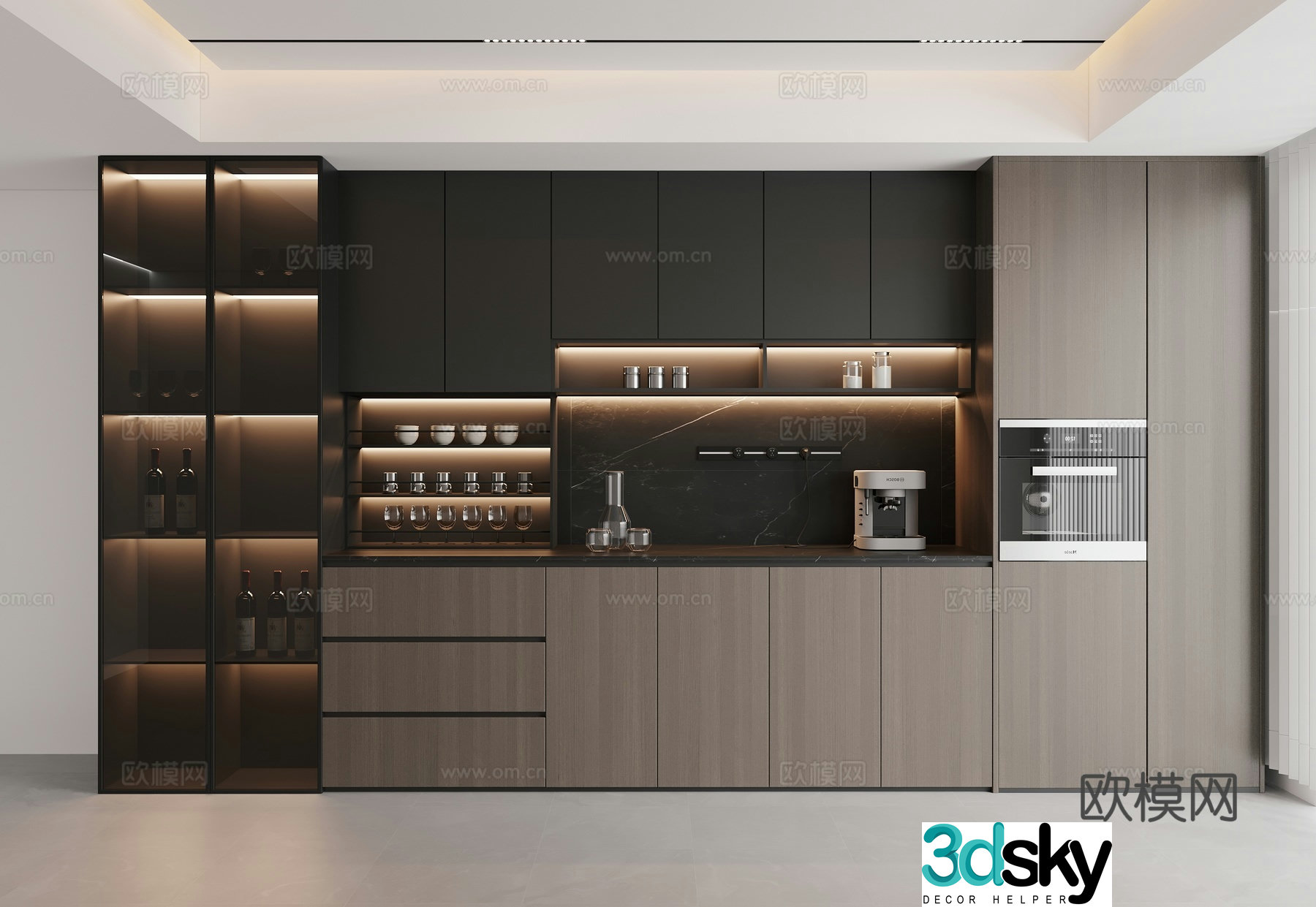 Italian wine cabinet sideboard 3d model