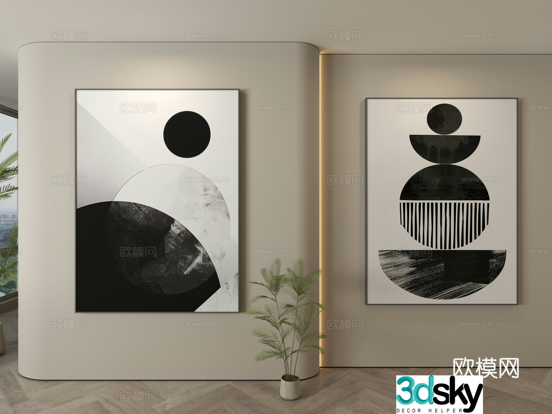 Modern abstract painting decorative painting 3d model