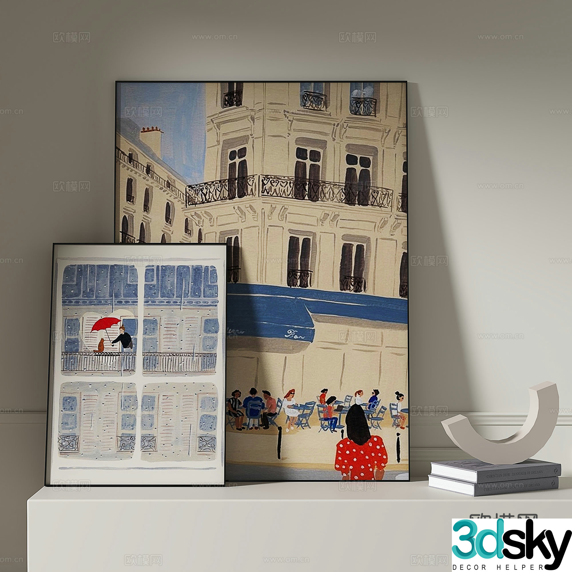 Modern cartoon painting decorative painting 3d model