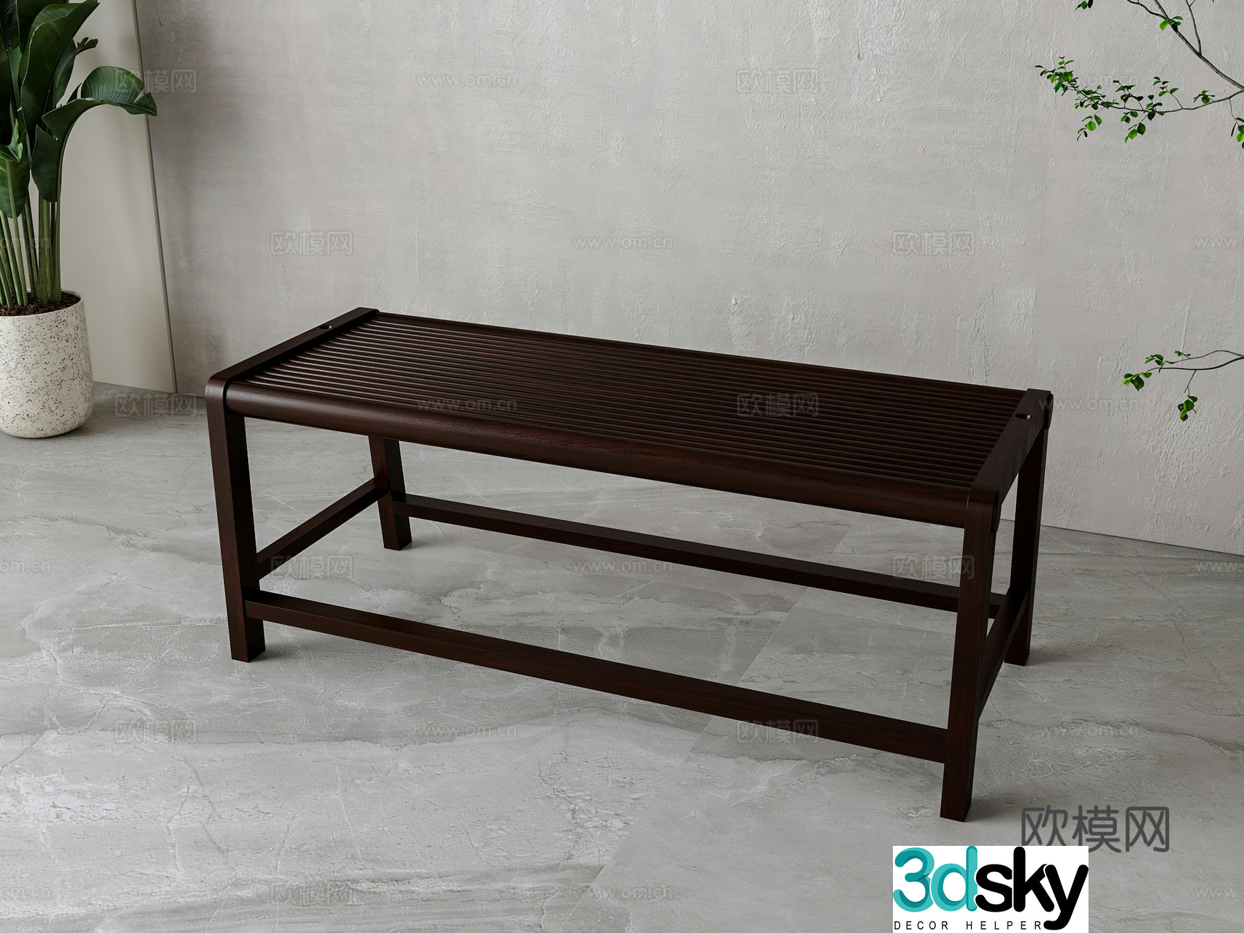 New Chinese bench 3D model