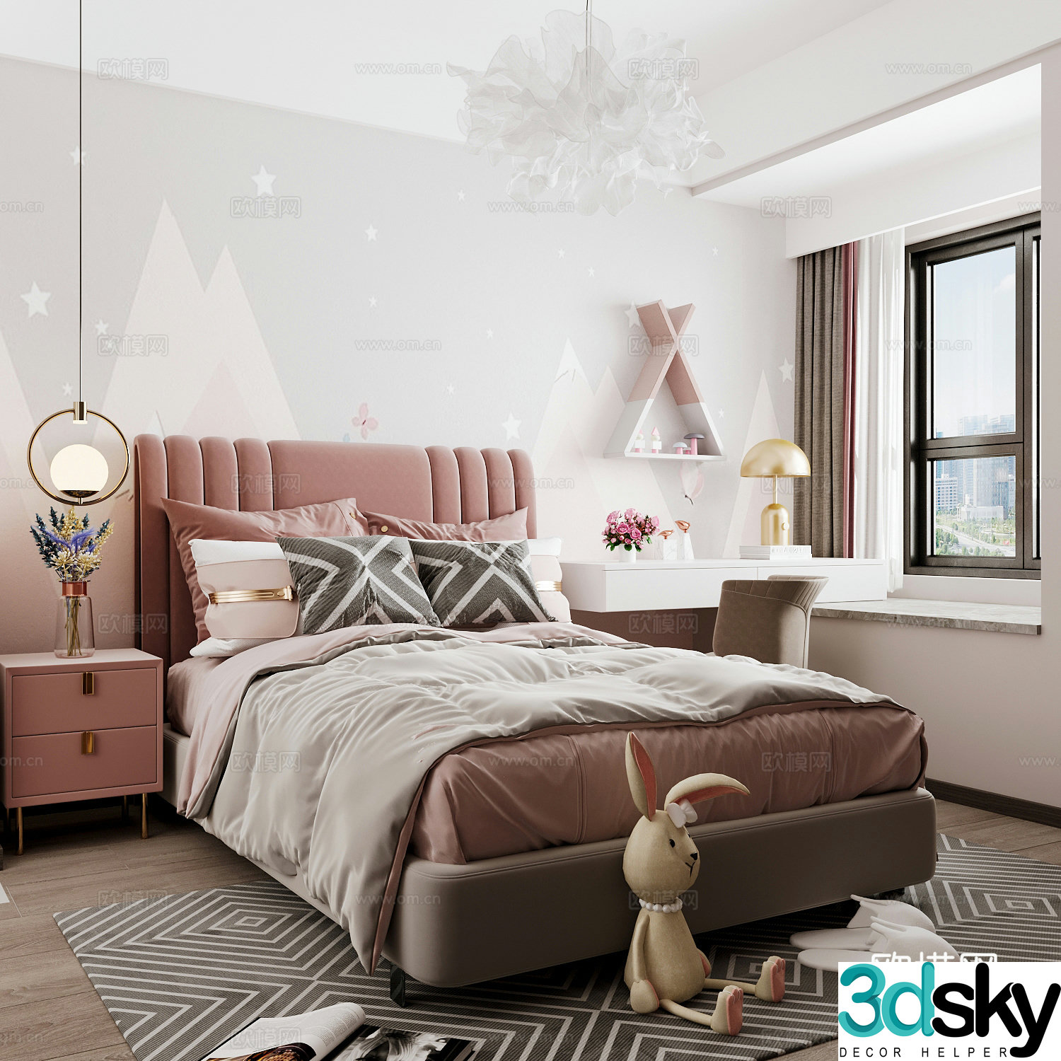 Modern children’s room girl’s room 3d model