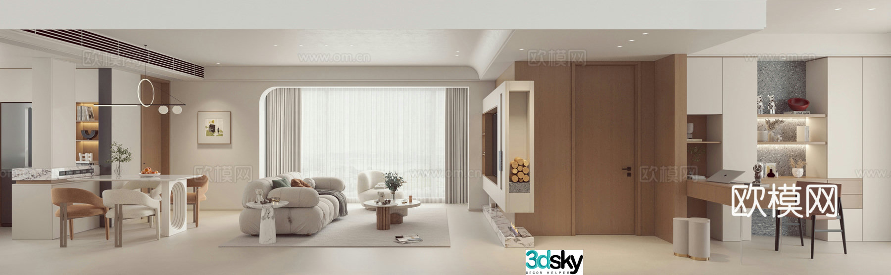 Creamy Style Restaurant 3D Model