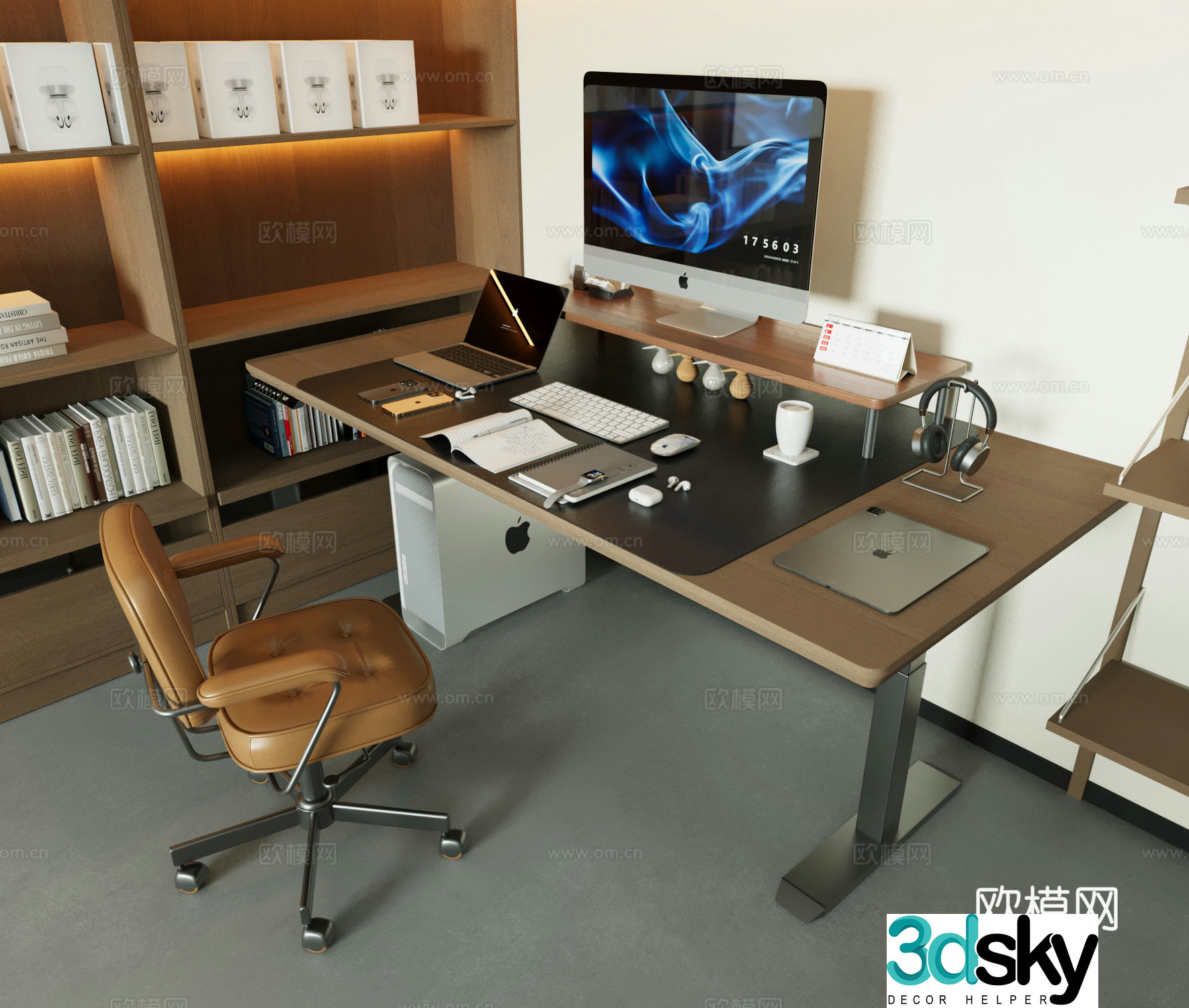 Modern desk and chair 3d model