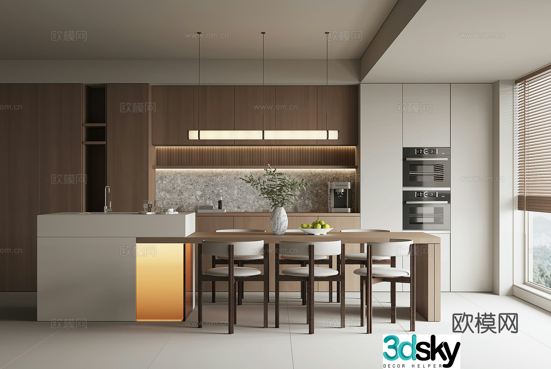 Modern island restaurant 3d model