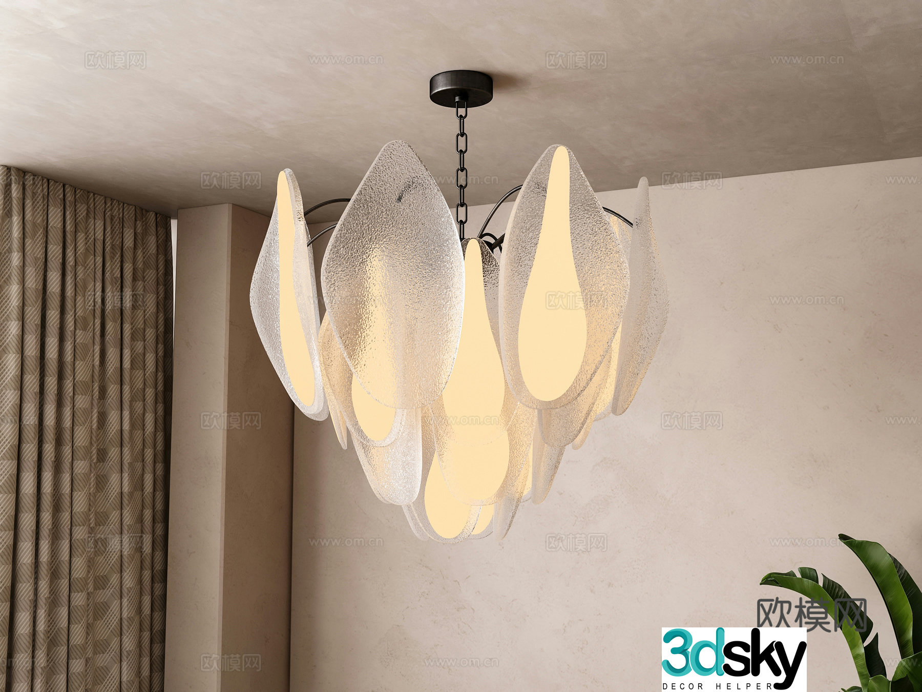Modern glass chandelier 3d model