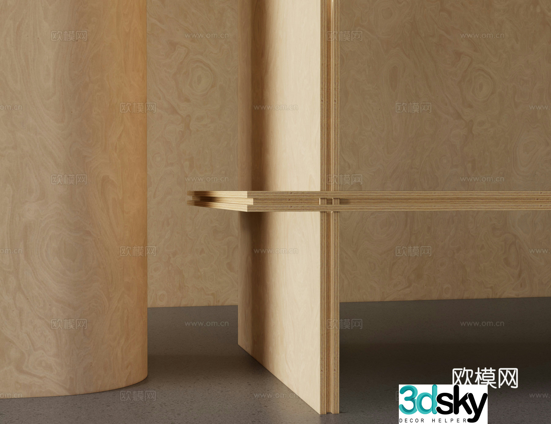 Modern wall panel Birch board Wood veneer 3d model