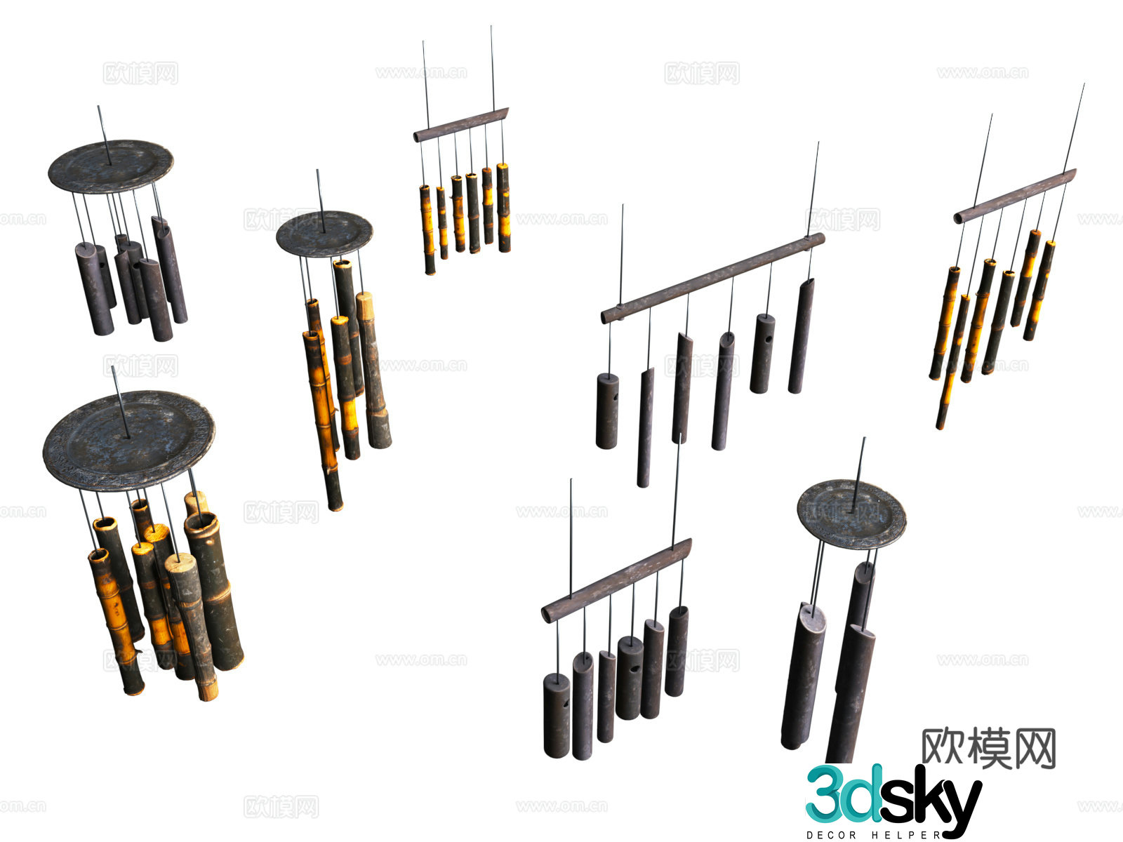 Ancient wind chimes wind chimes bamboo wind chimes 3D model
