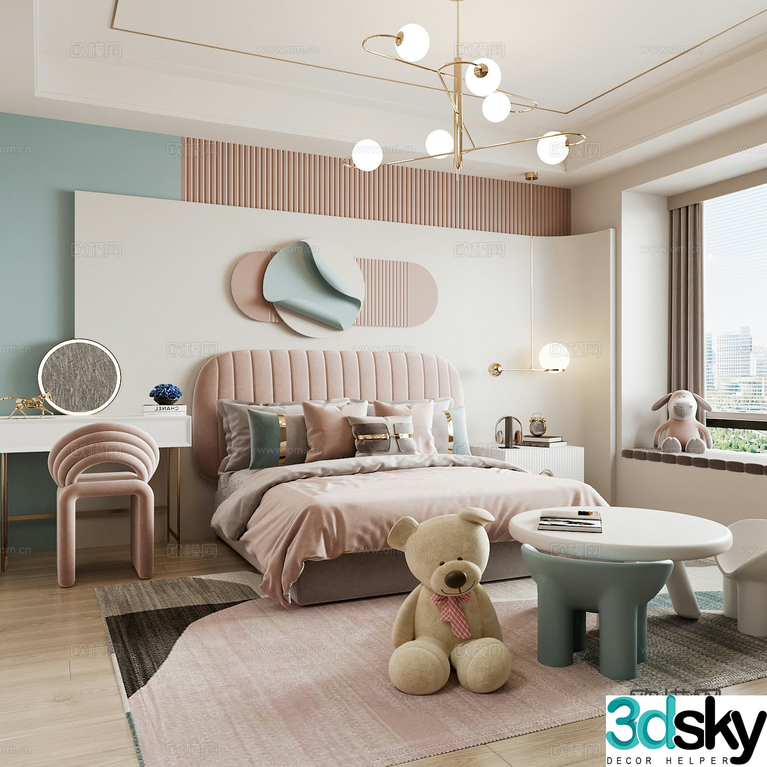 Modern children’s room girl’s room 3d model