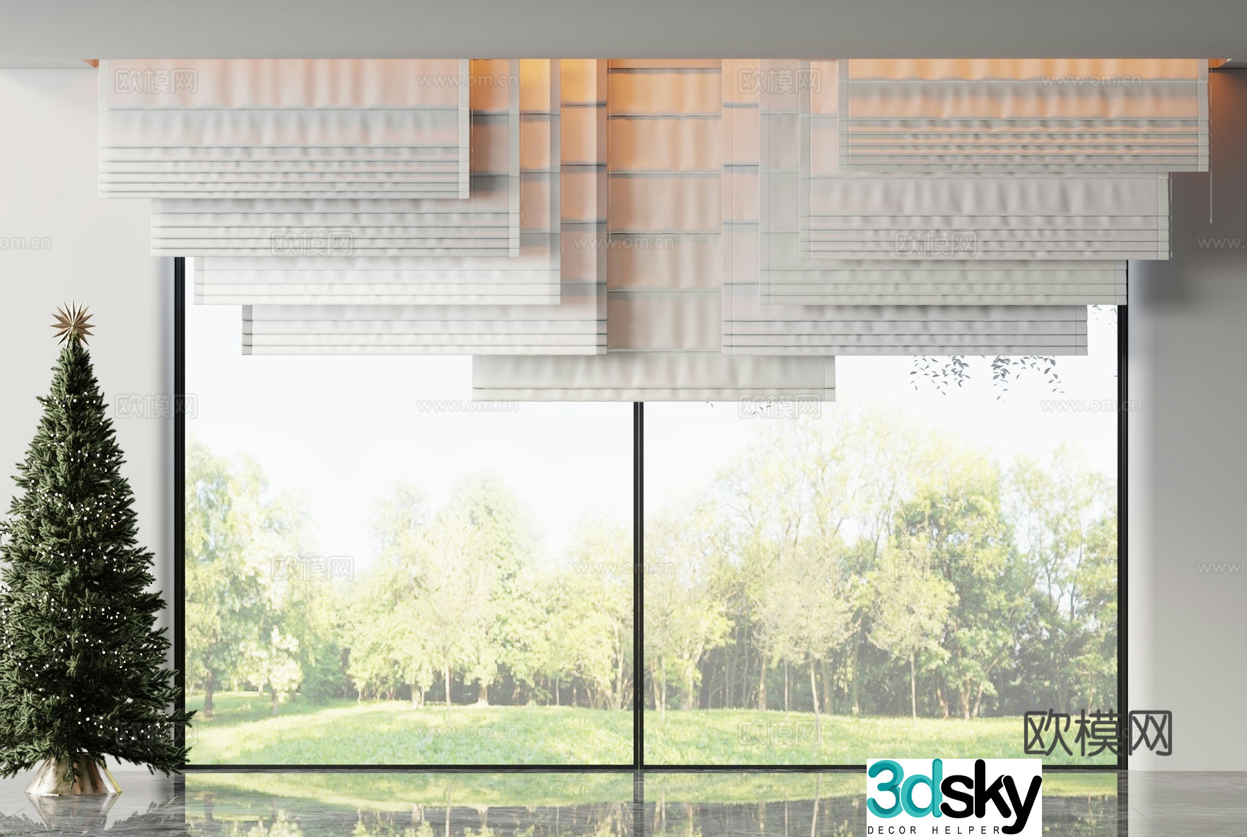 Modern curtain gauze curtain 3d model