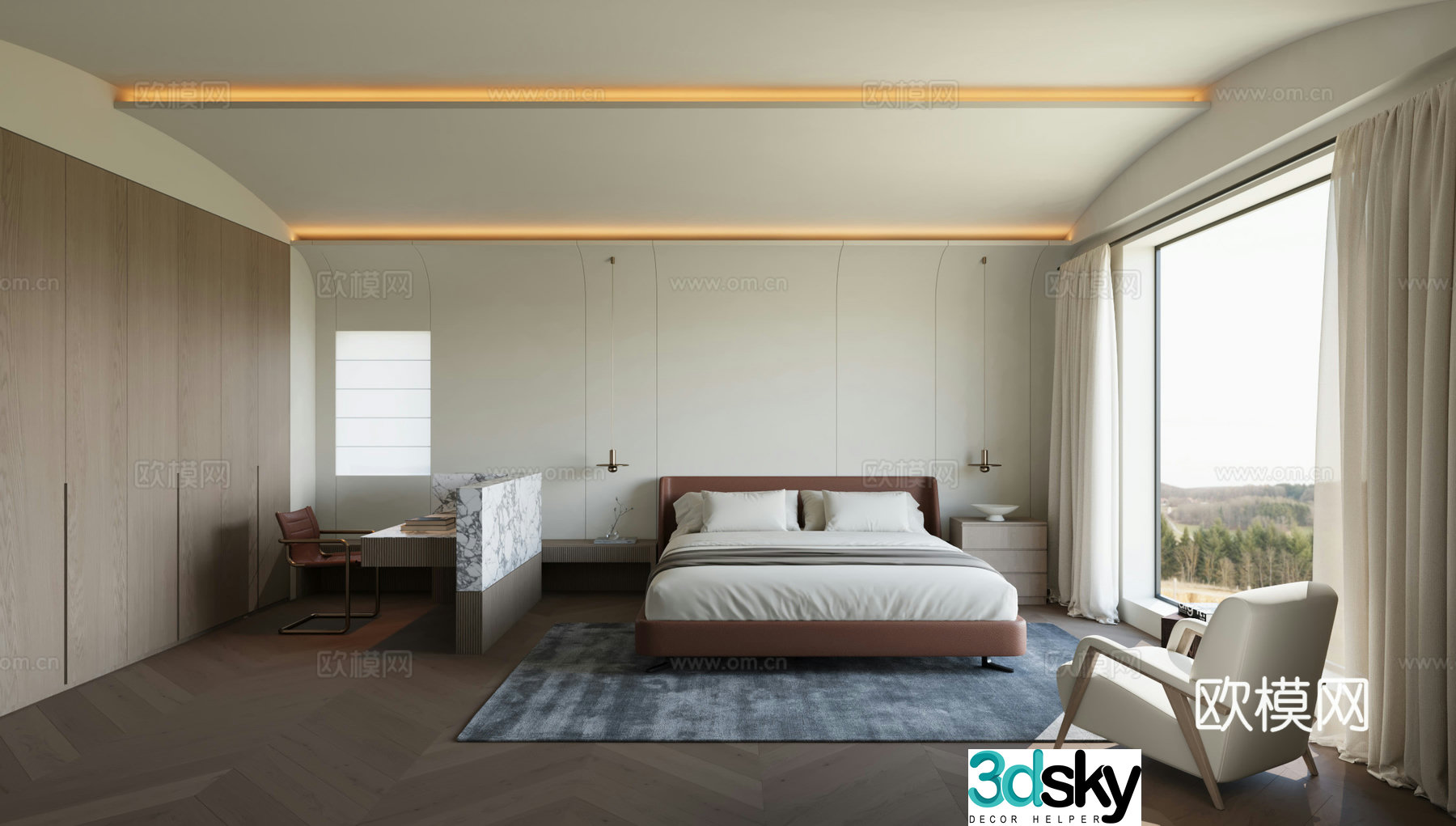 Modern bedroom master bedroom 3d model