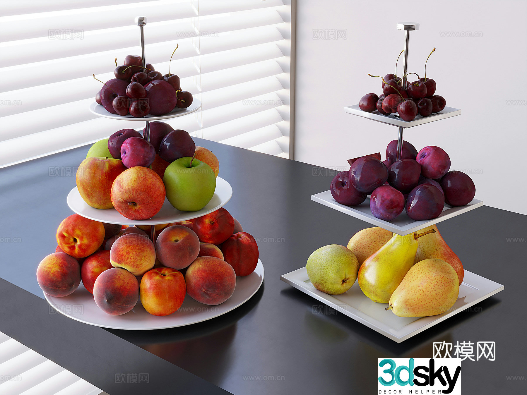 Fruit Apple Peach Cherry Pear Fruit Disk 3D model