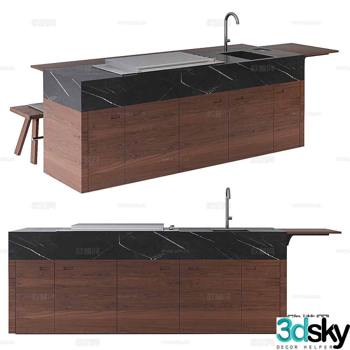 Middle Island Desk Bar 3D Model