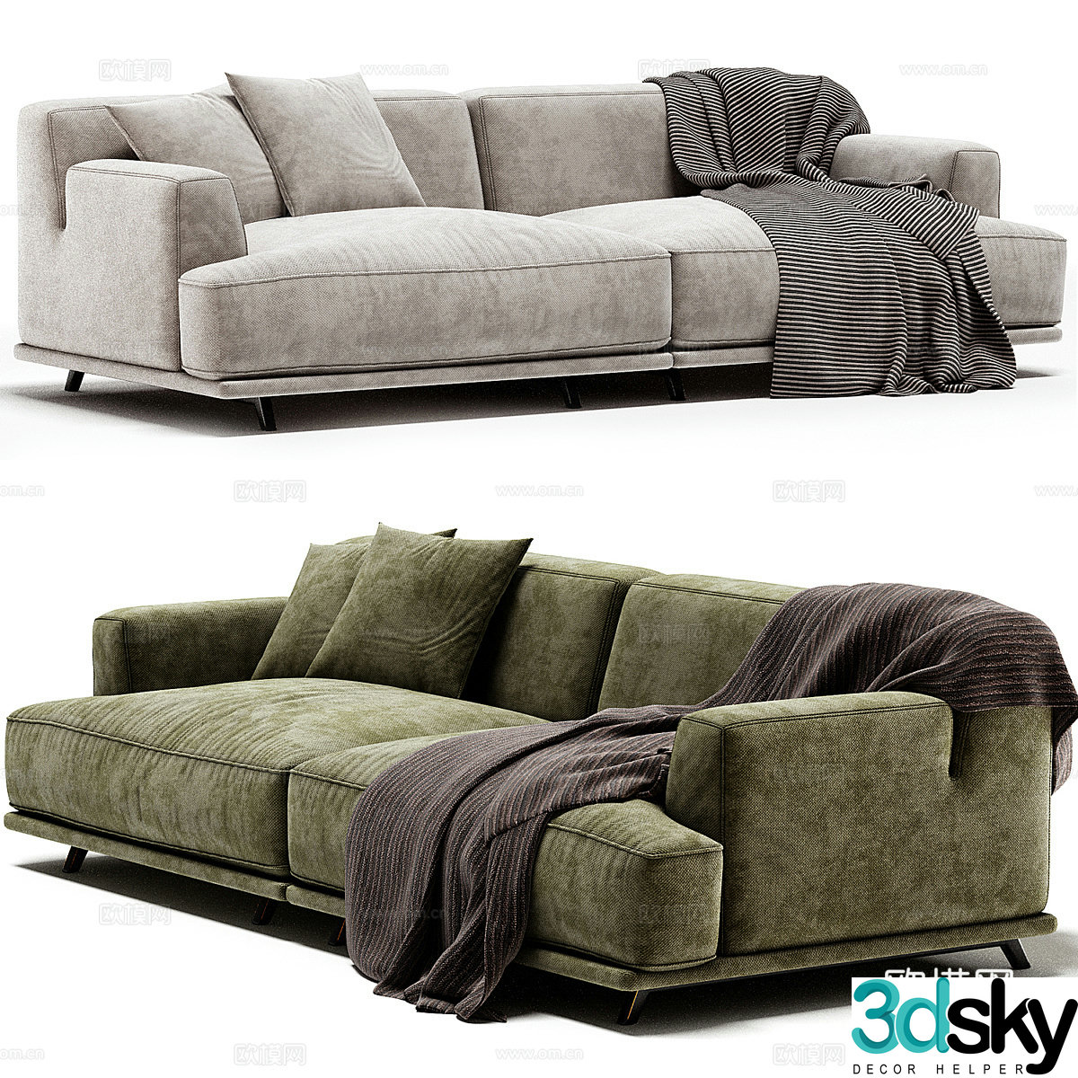 Modern fabric double sofa 3d model