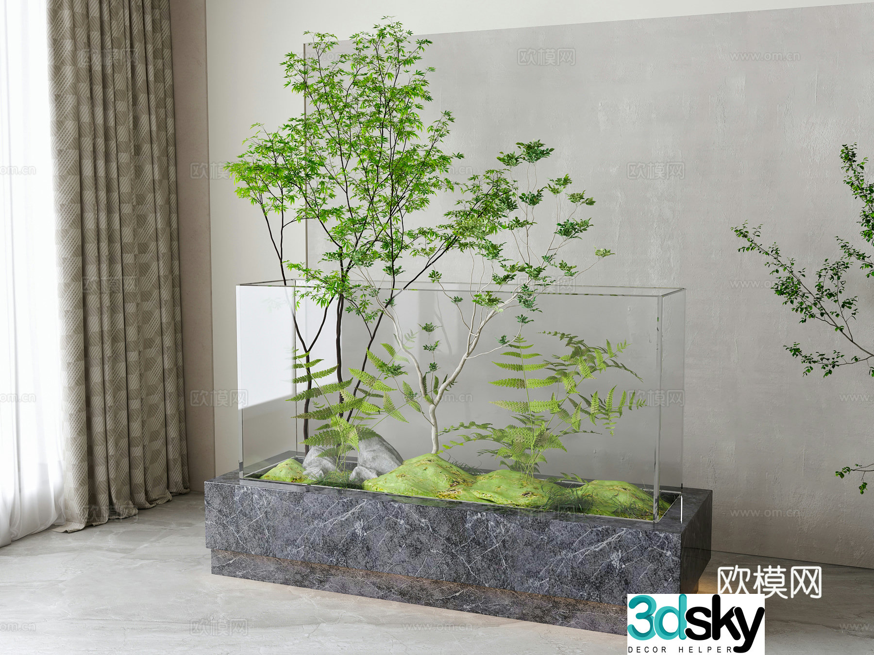 Modern green plant landscaping 3D model