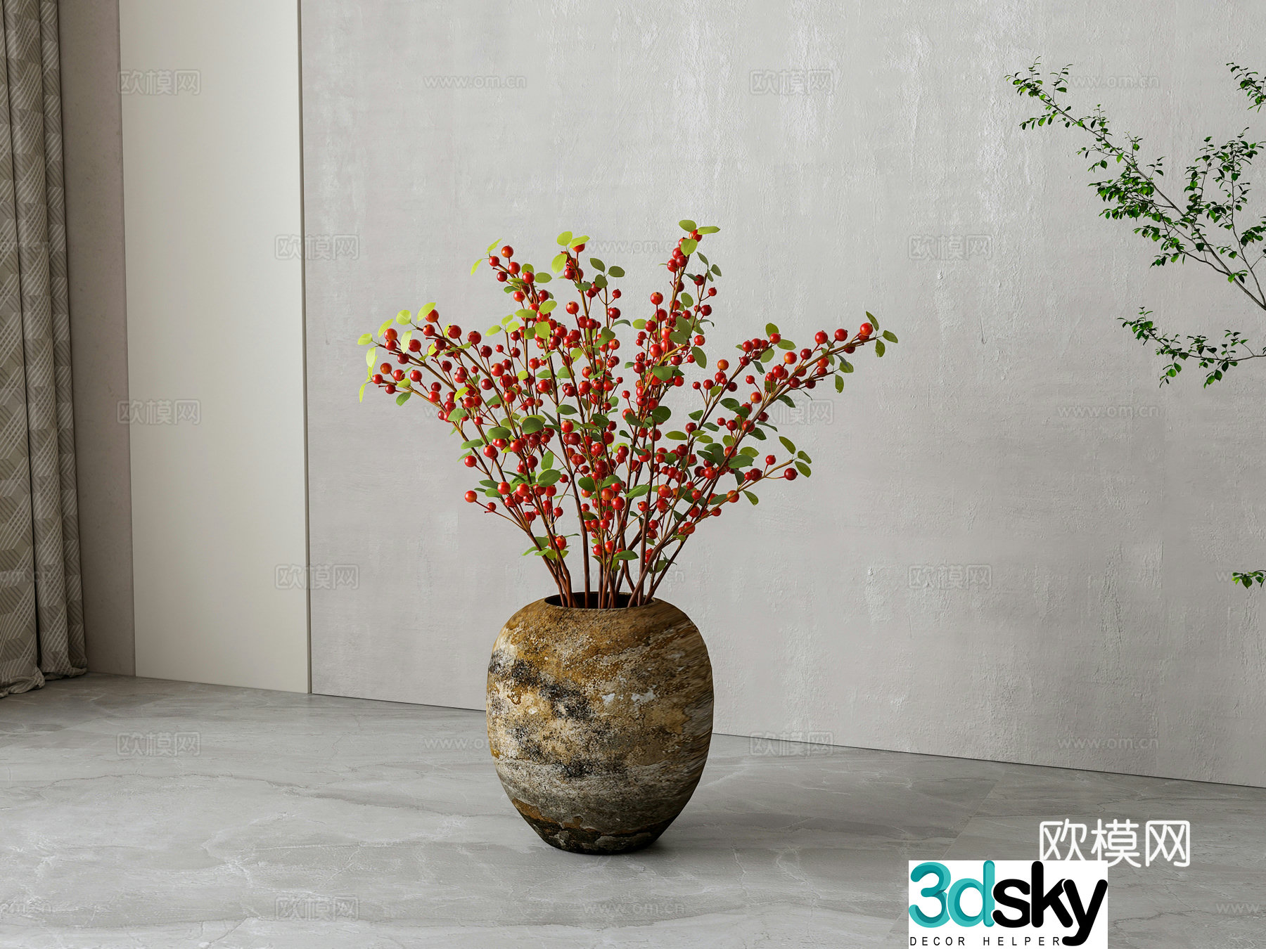 New Chinese vase flowers flower arrangement 3d model