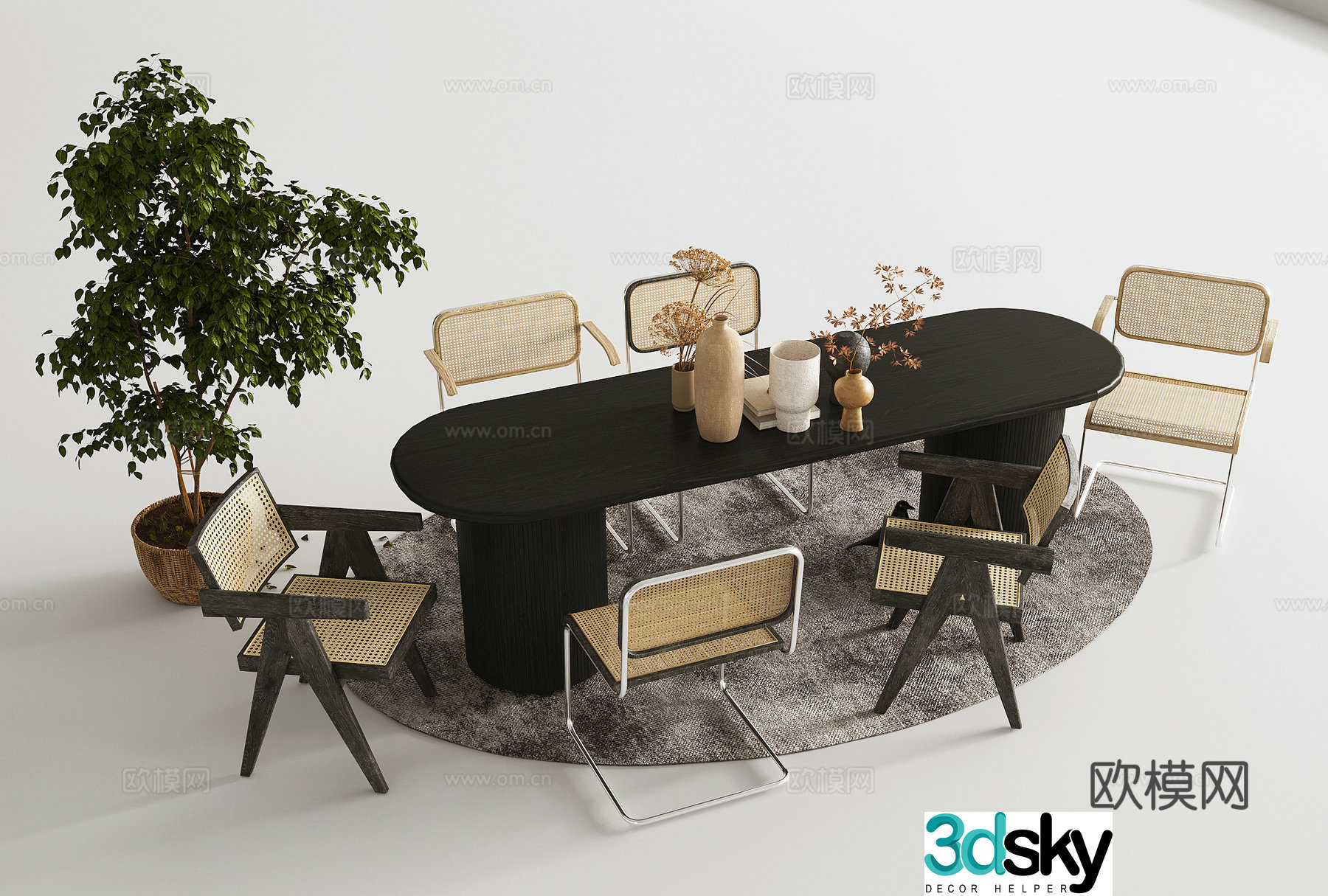 Wasabi Wind Dining Table and Chair 3D Model