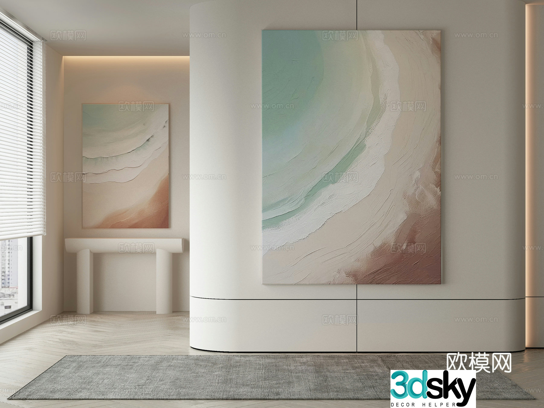 Modern texture painting decorative painting 3d model