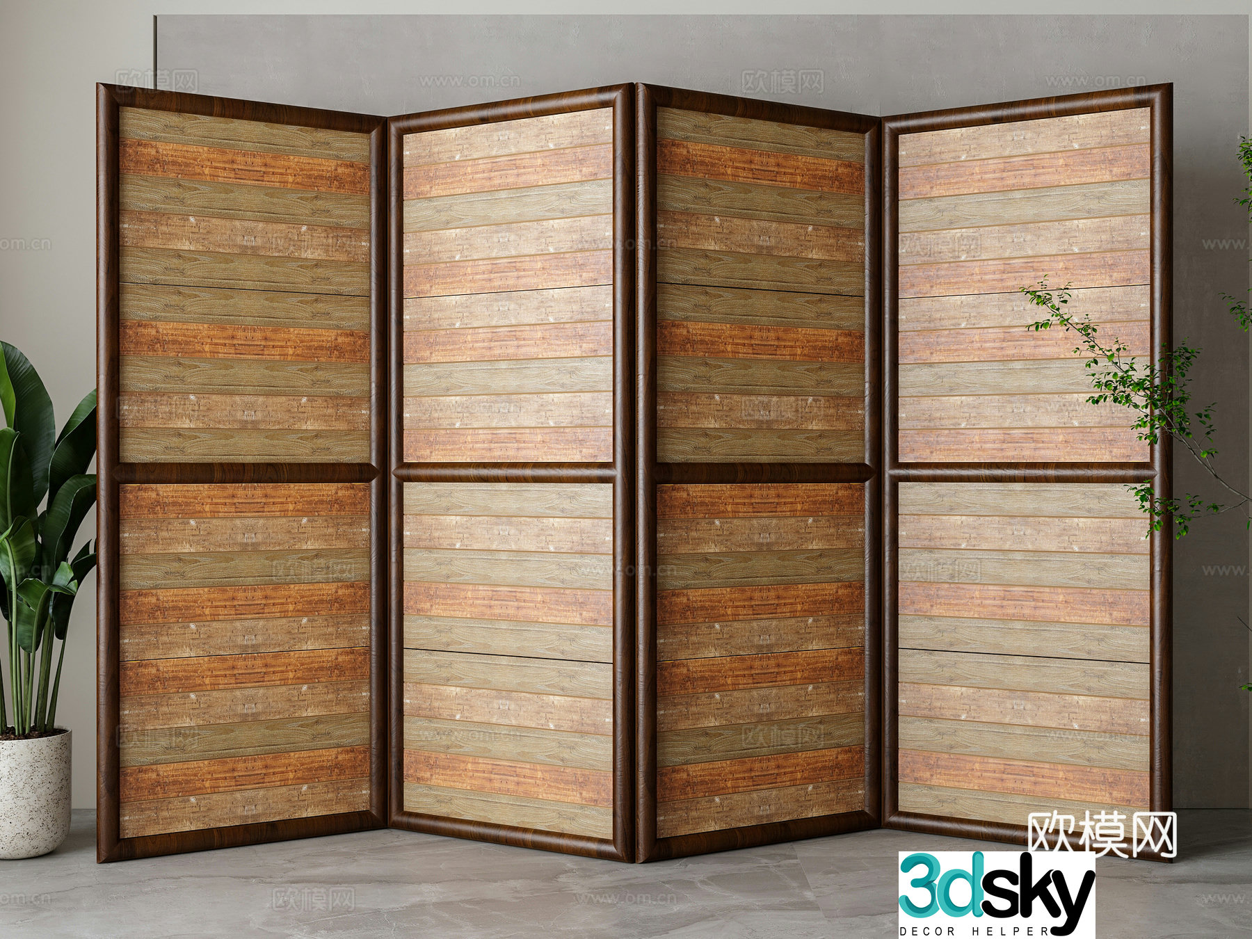 New Chinese folding screen 3D model