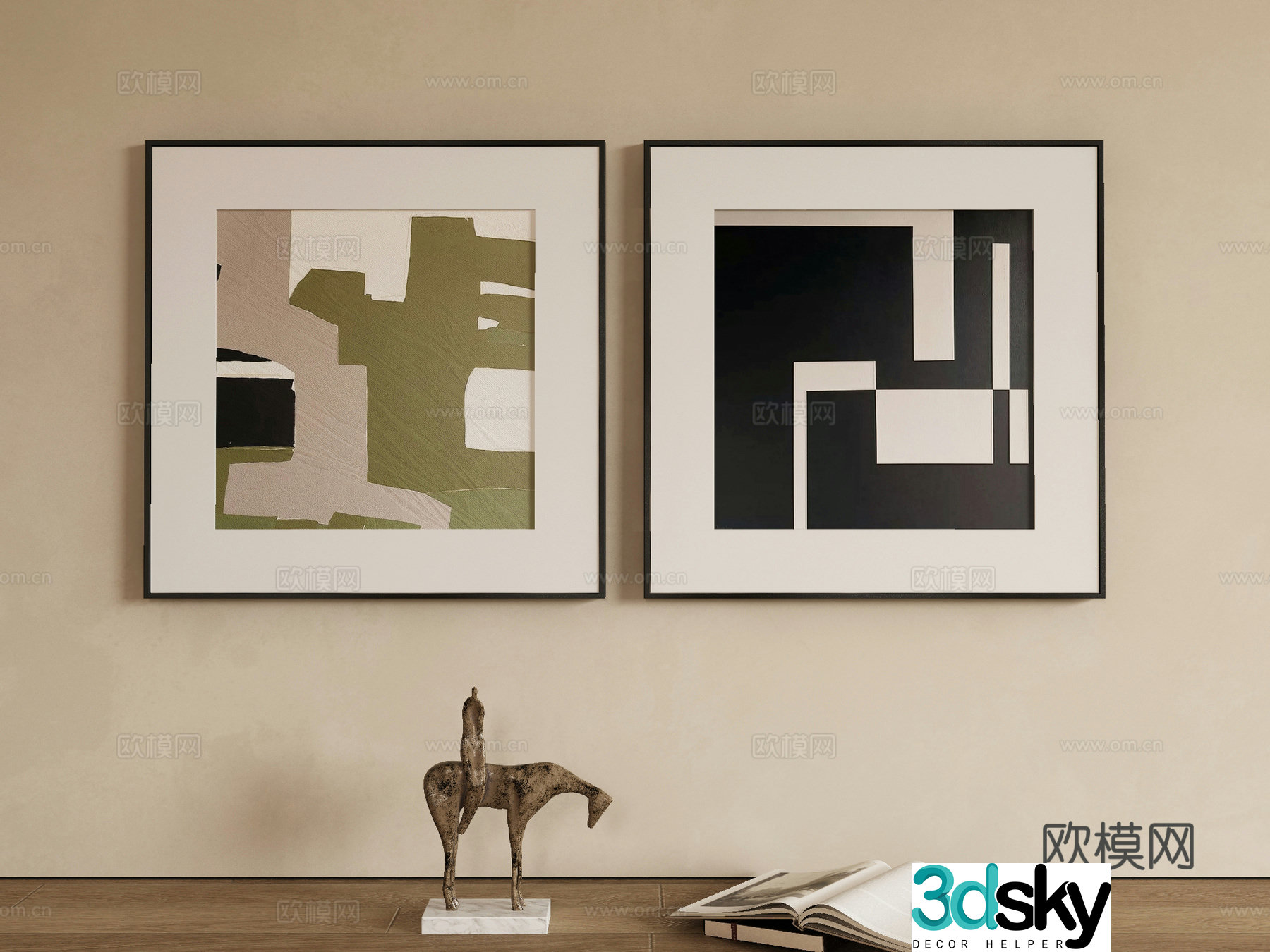 Modern texture painting decorative painting 3d model