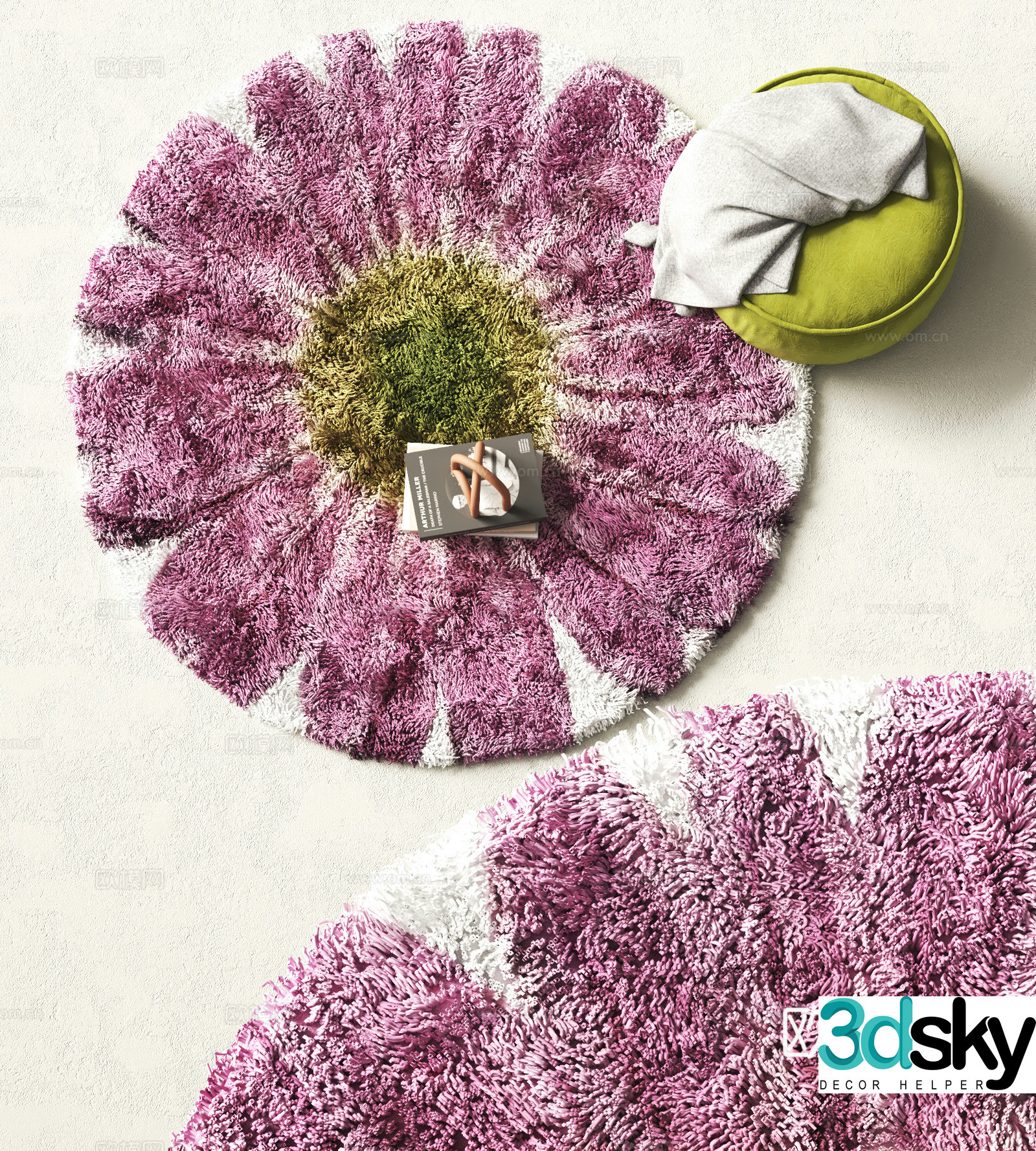 Modern round carpet Plush carpet 3d model