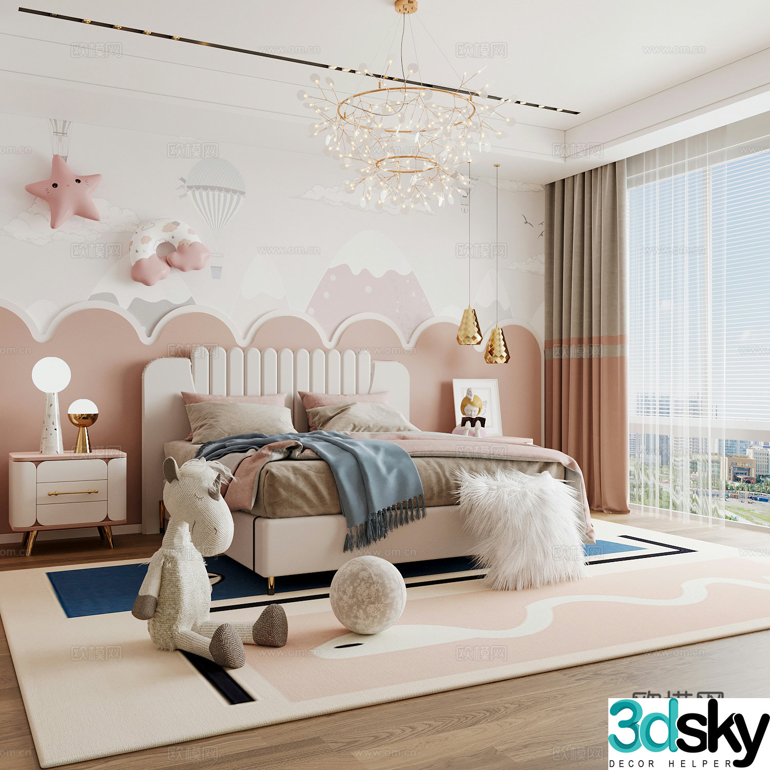 Modern children’s room girl’s room 3d model