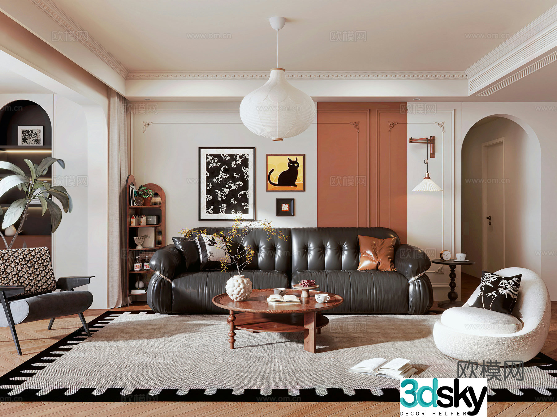 Middle-aged living room 3d model