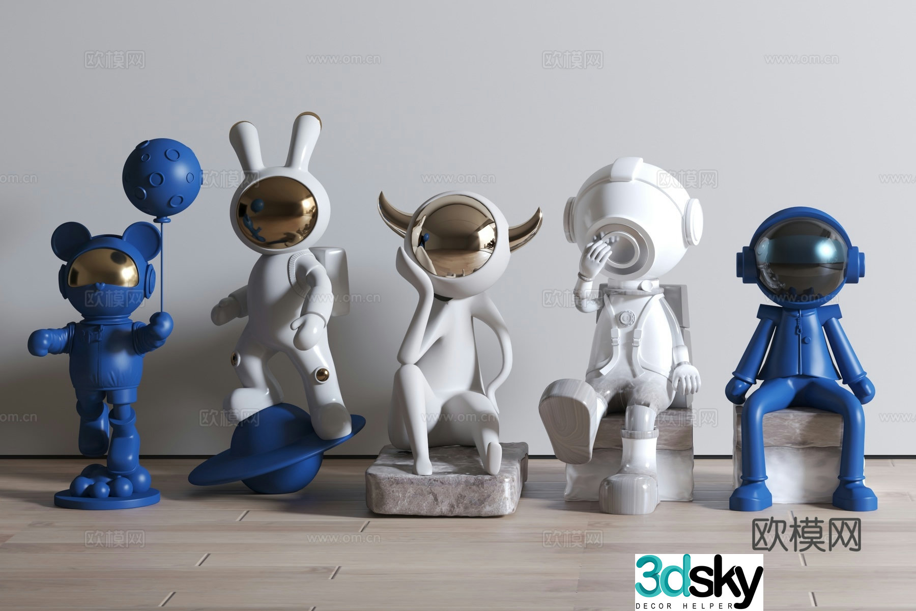 Modern astronaut sculpture trendy toy 3D model