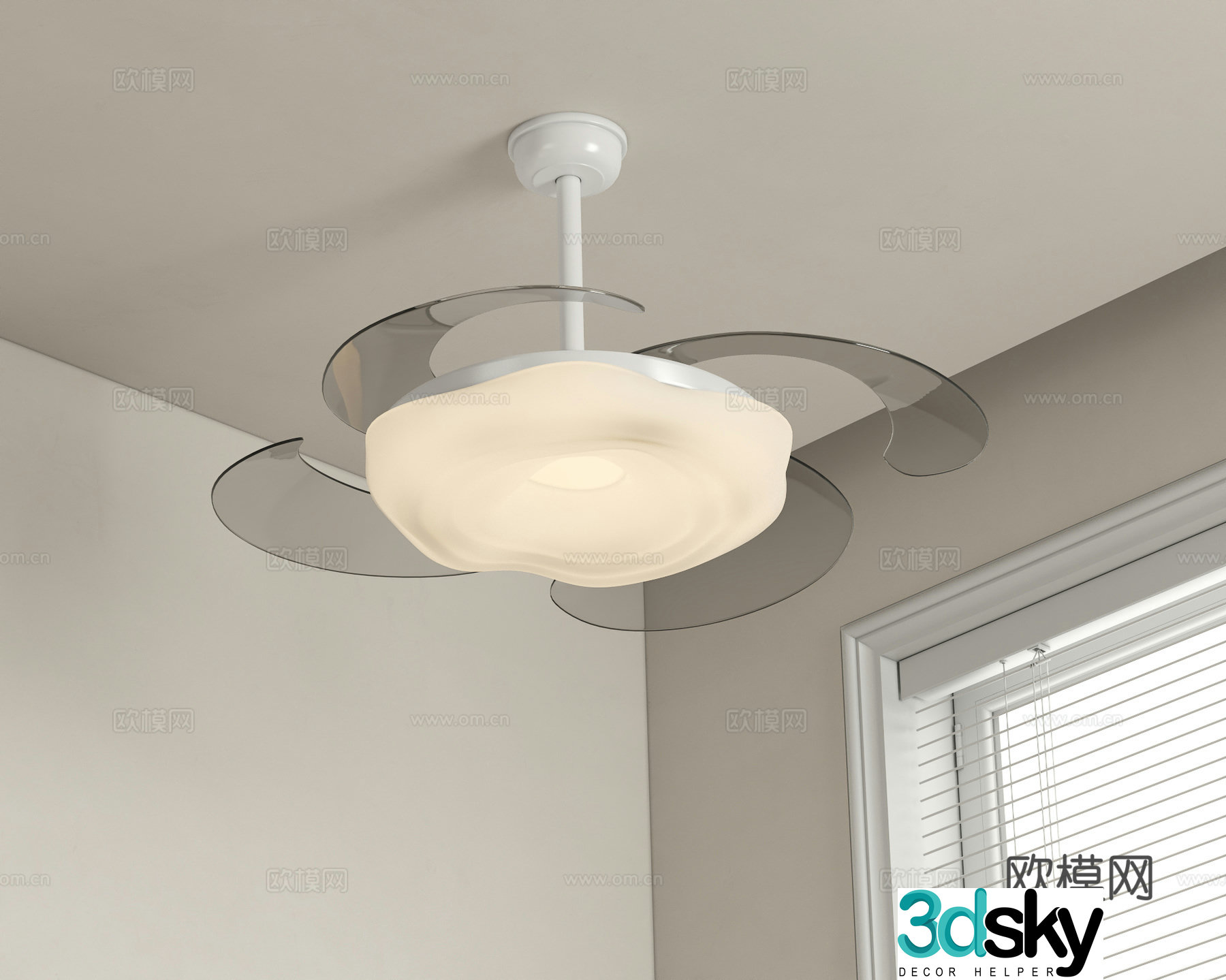 Creamy ceiling fan light Fan light 3d model
