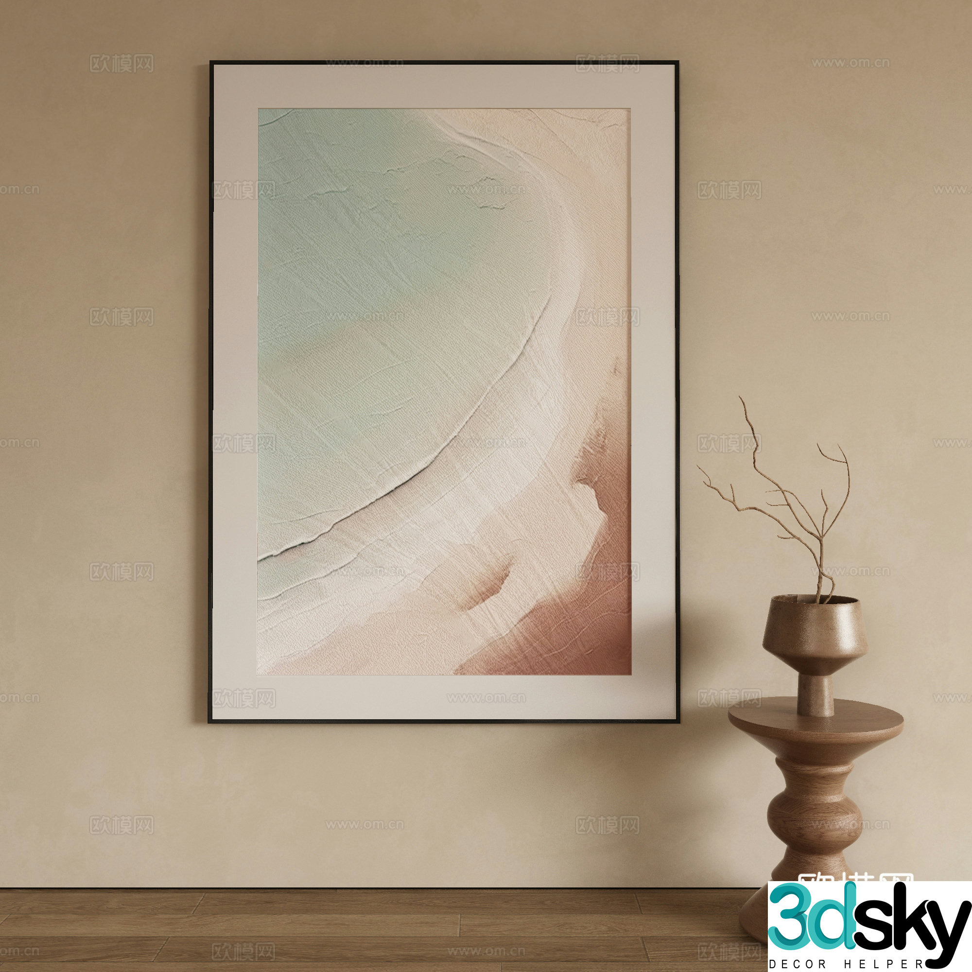 Modern texture painting decorative painting 3d model