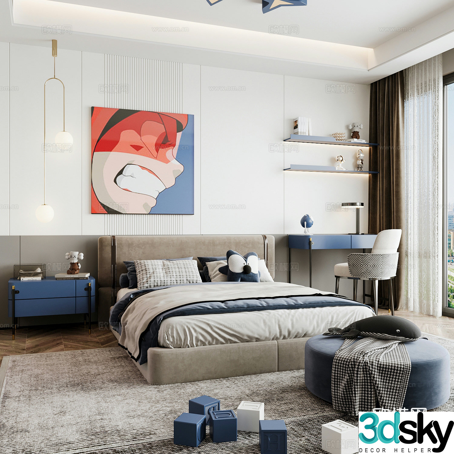 Modern children’s room boy’s room 3d model