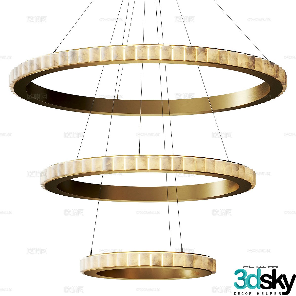 New Chinese Ring Chandelier 3D Model