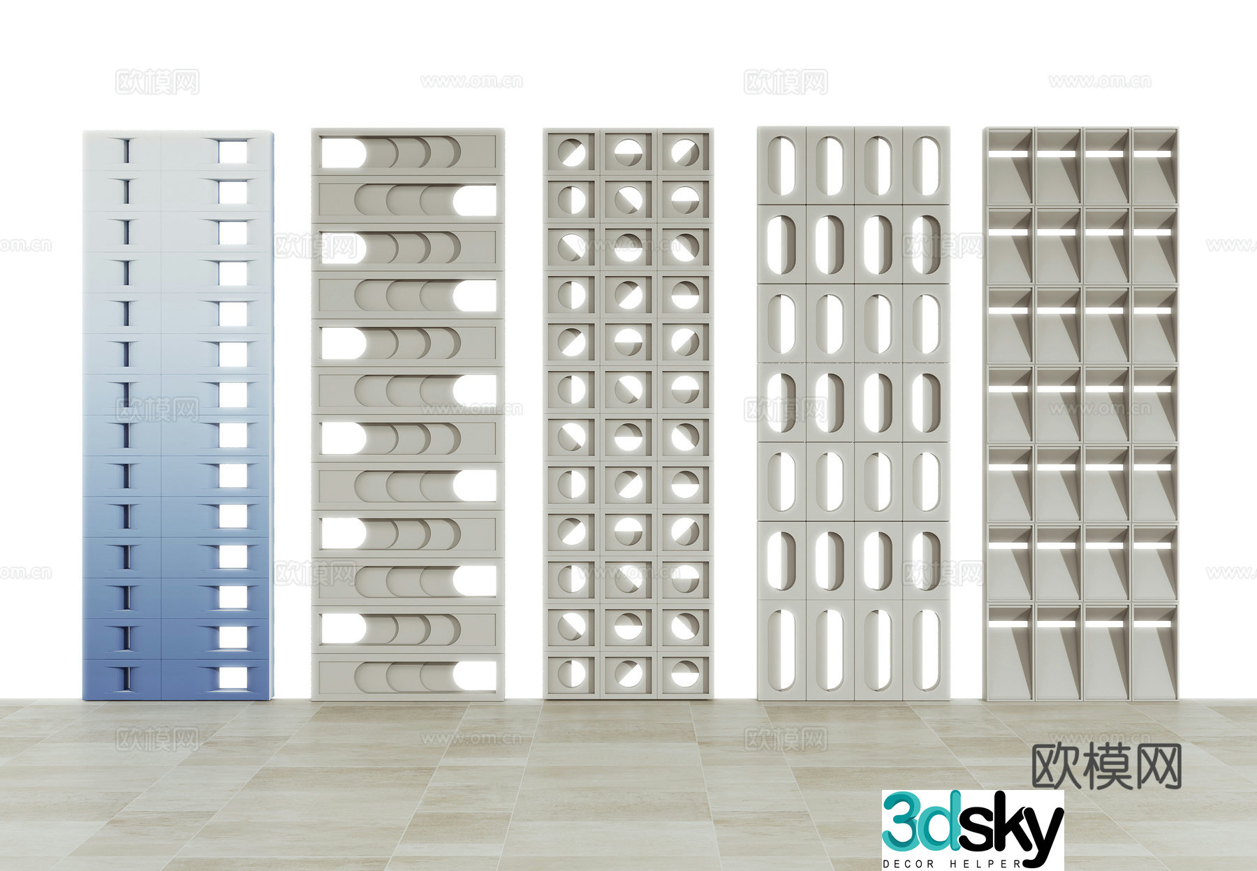 Modern hollow cement brick partition Hollow brick foam brick grating brick wall 3d model