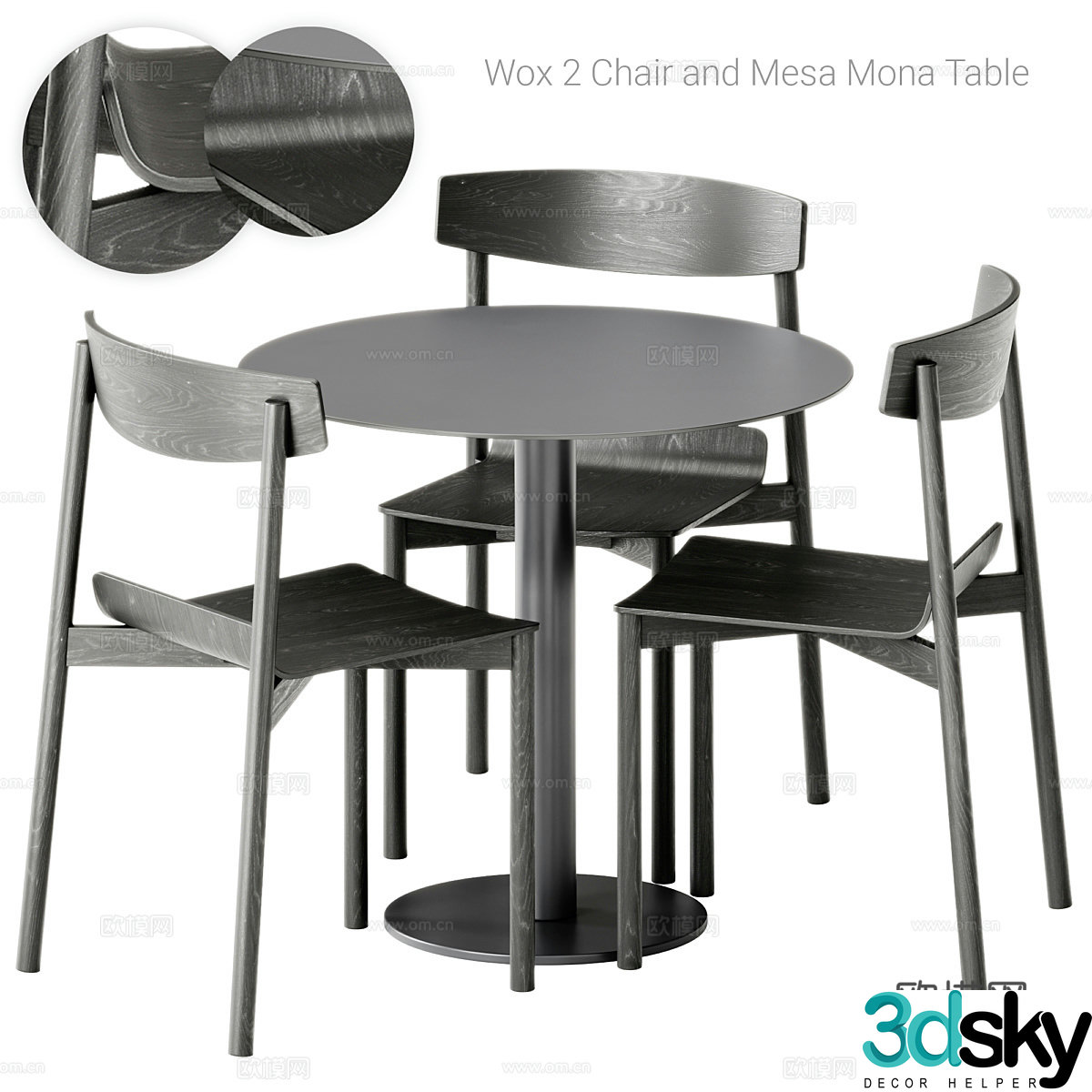 New Chinese style leisure table and chair negotiation table and chair 3D model