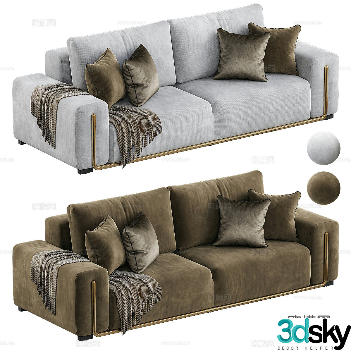 Light luxury double sofa 3D model