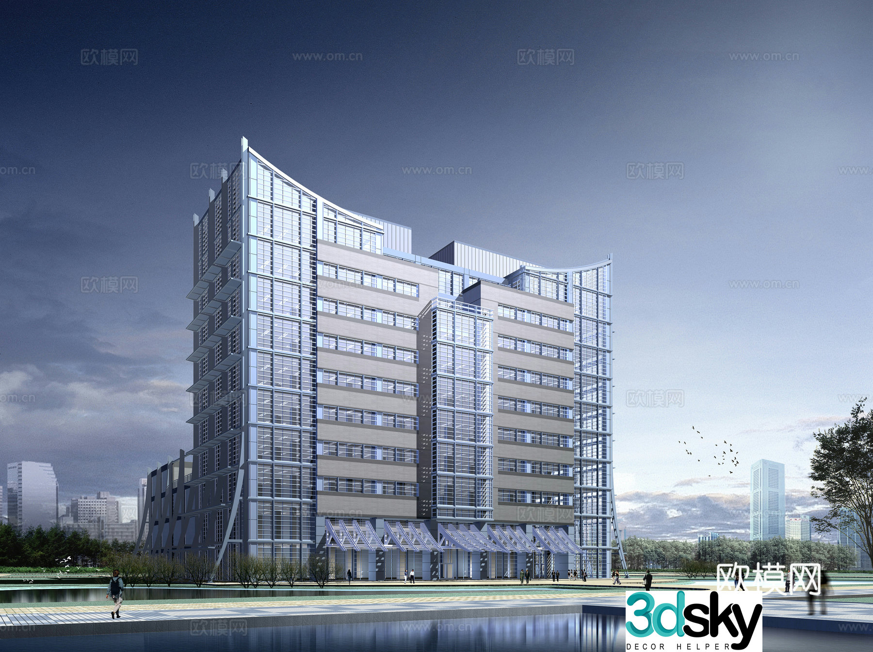 Multi -layer public building office building 3D model