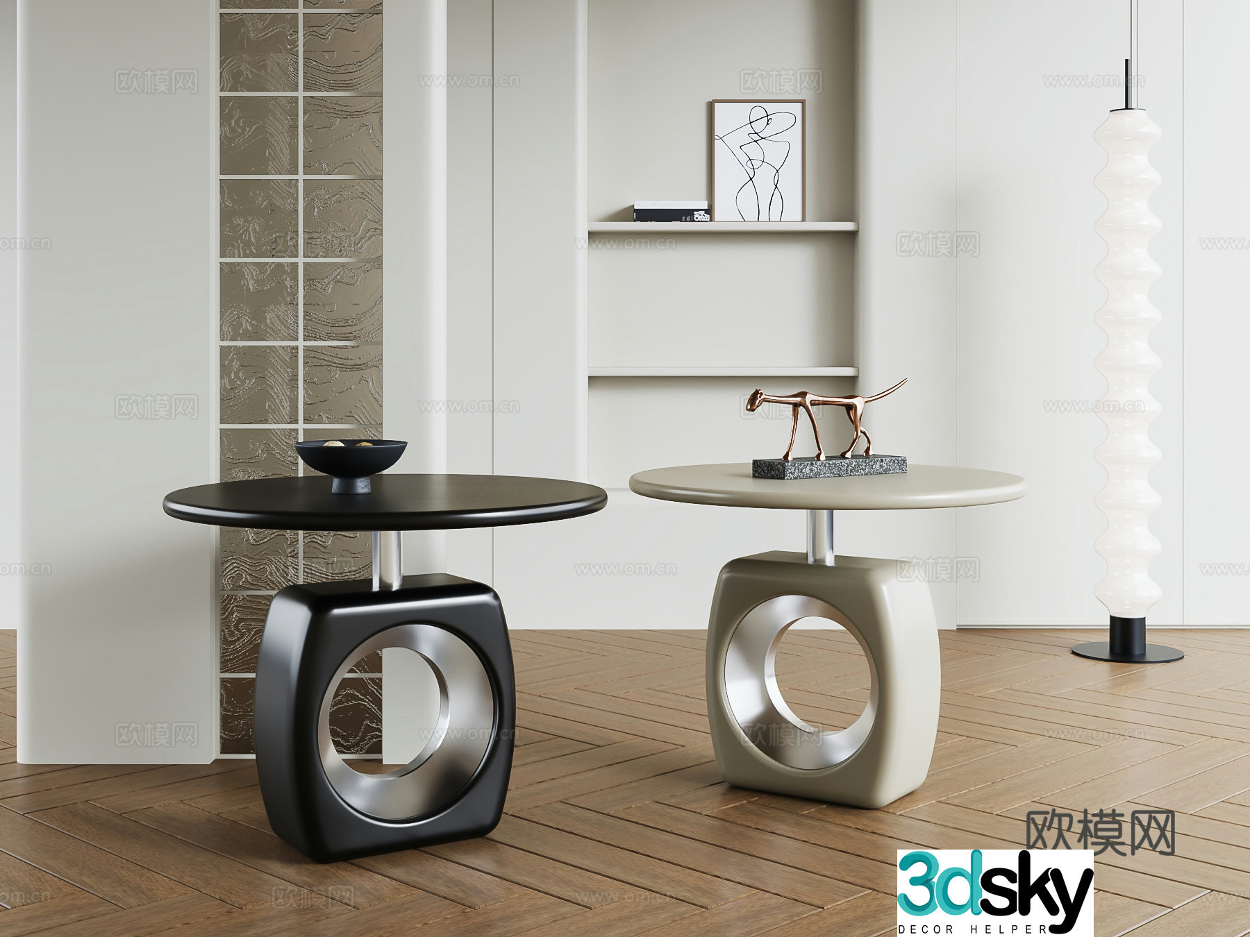 Modern round table side table angle table 3D model