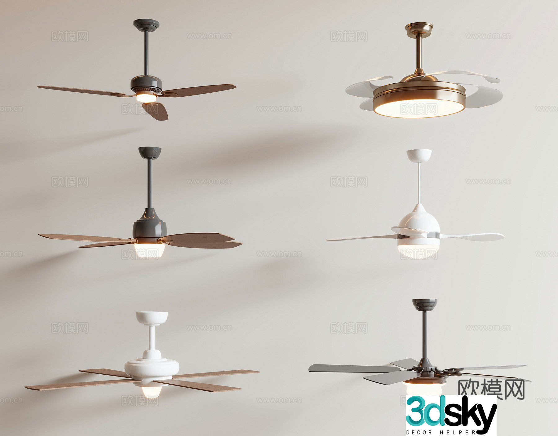 Modern fan light ceiling fan light 3d model