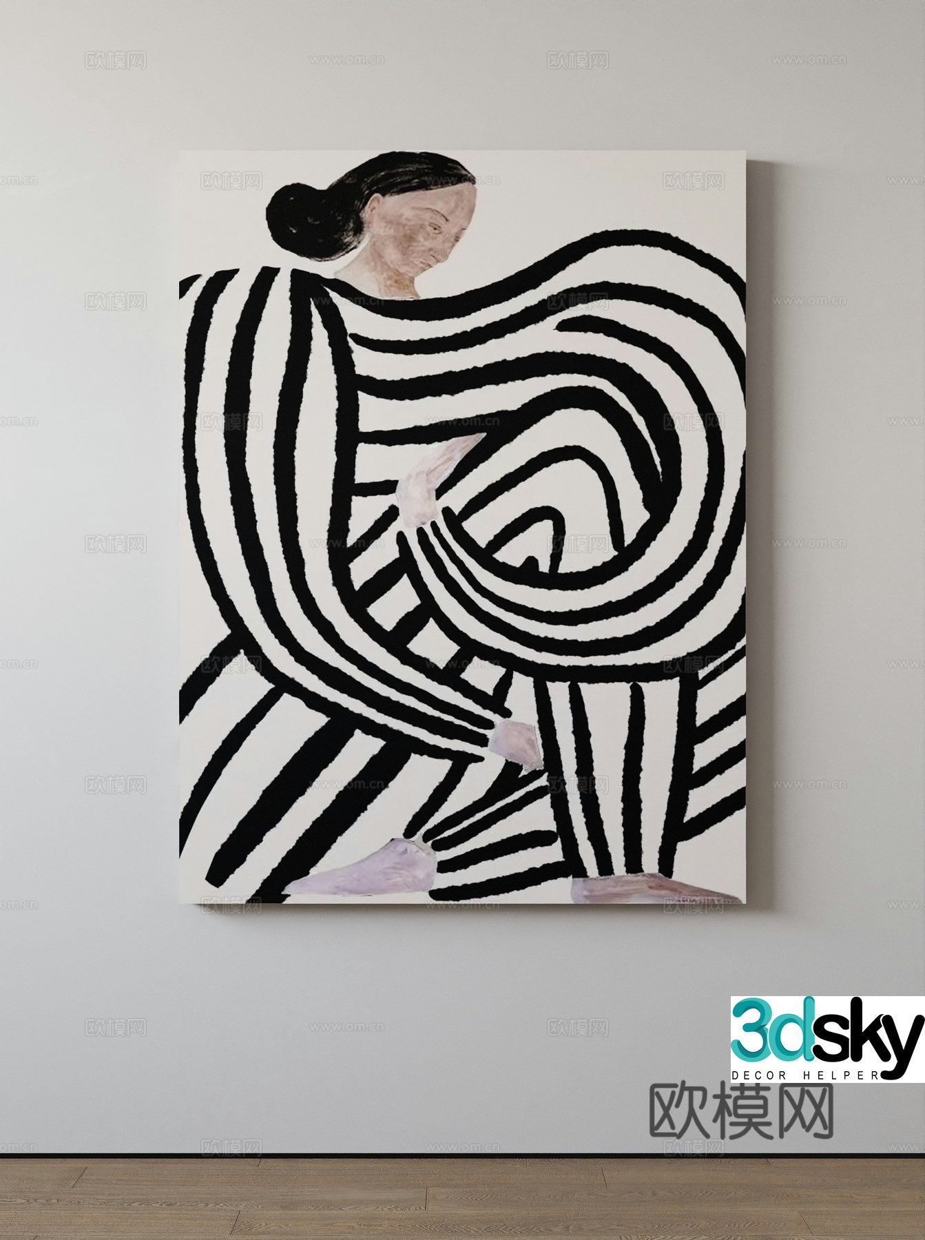 Modern decorative painting Abstract painting 3d model