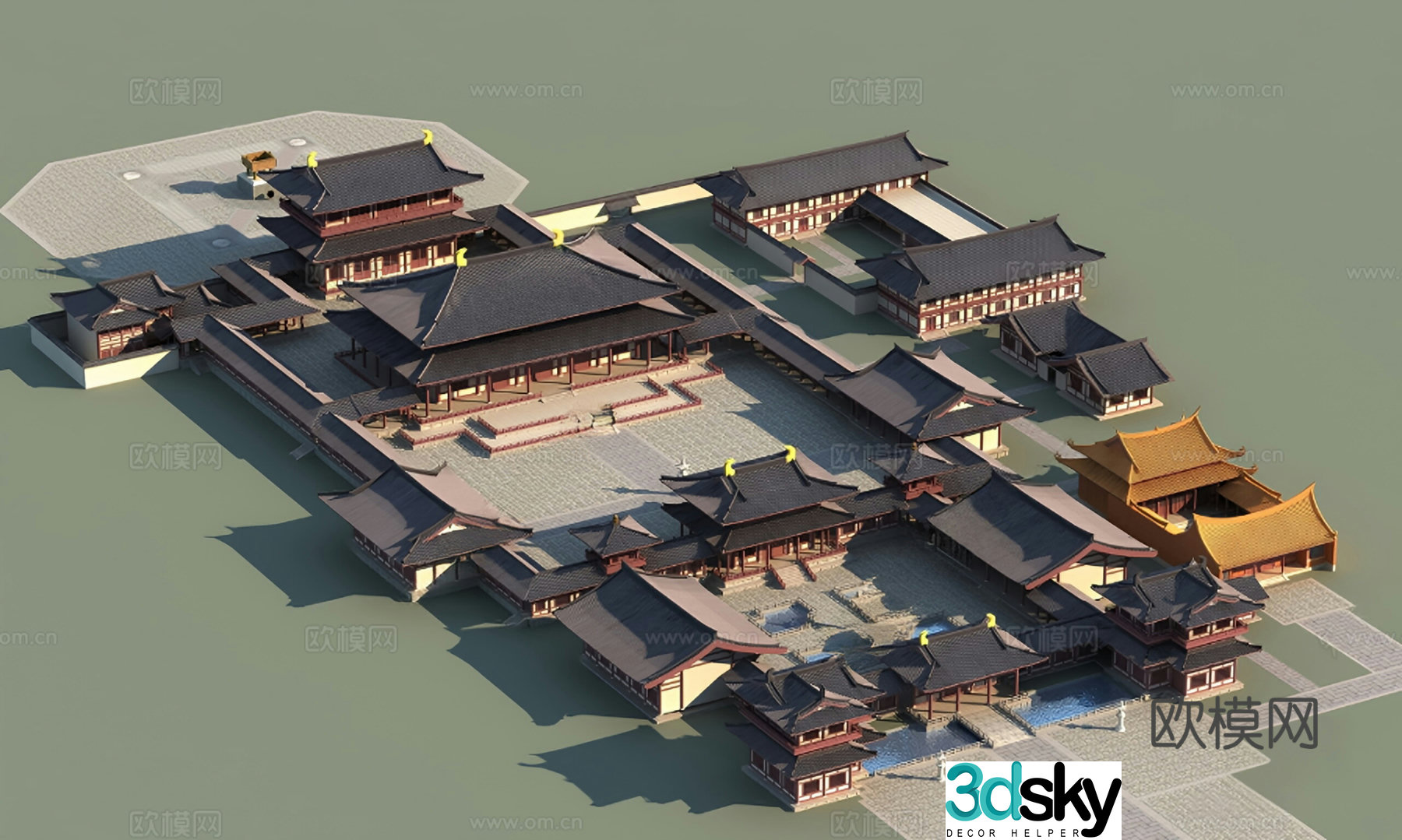 Chinese -style temple 3D model of Guanyin Temple in Suzhou