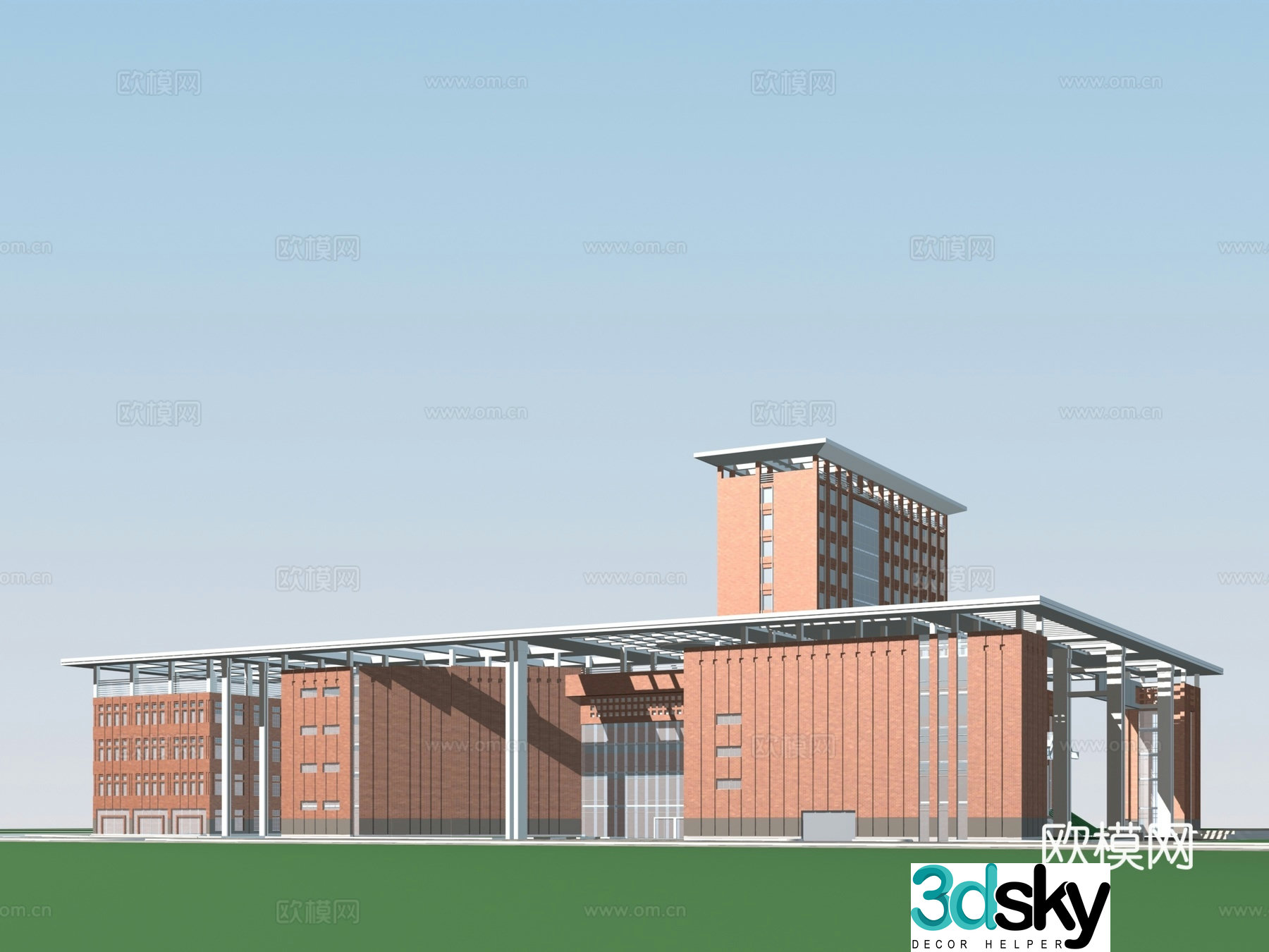 Multi -layer public school appearance 3D model